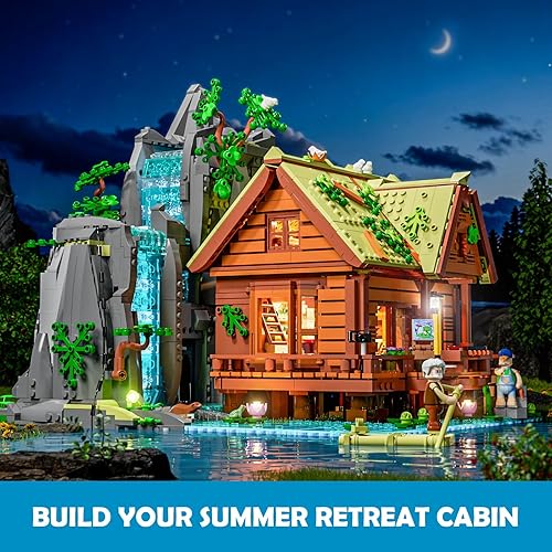 Miniatura 5 de Waterfall-Cabin Lighting - Juego de 2539 piezas de luz LED retro de cascada para adultos y coleccionistas de edificios de arquitectura de casas retro