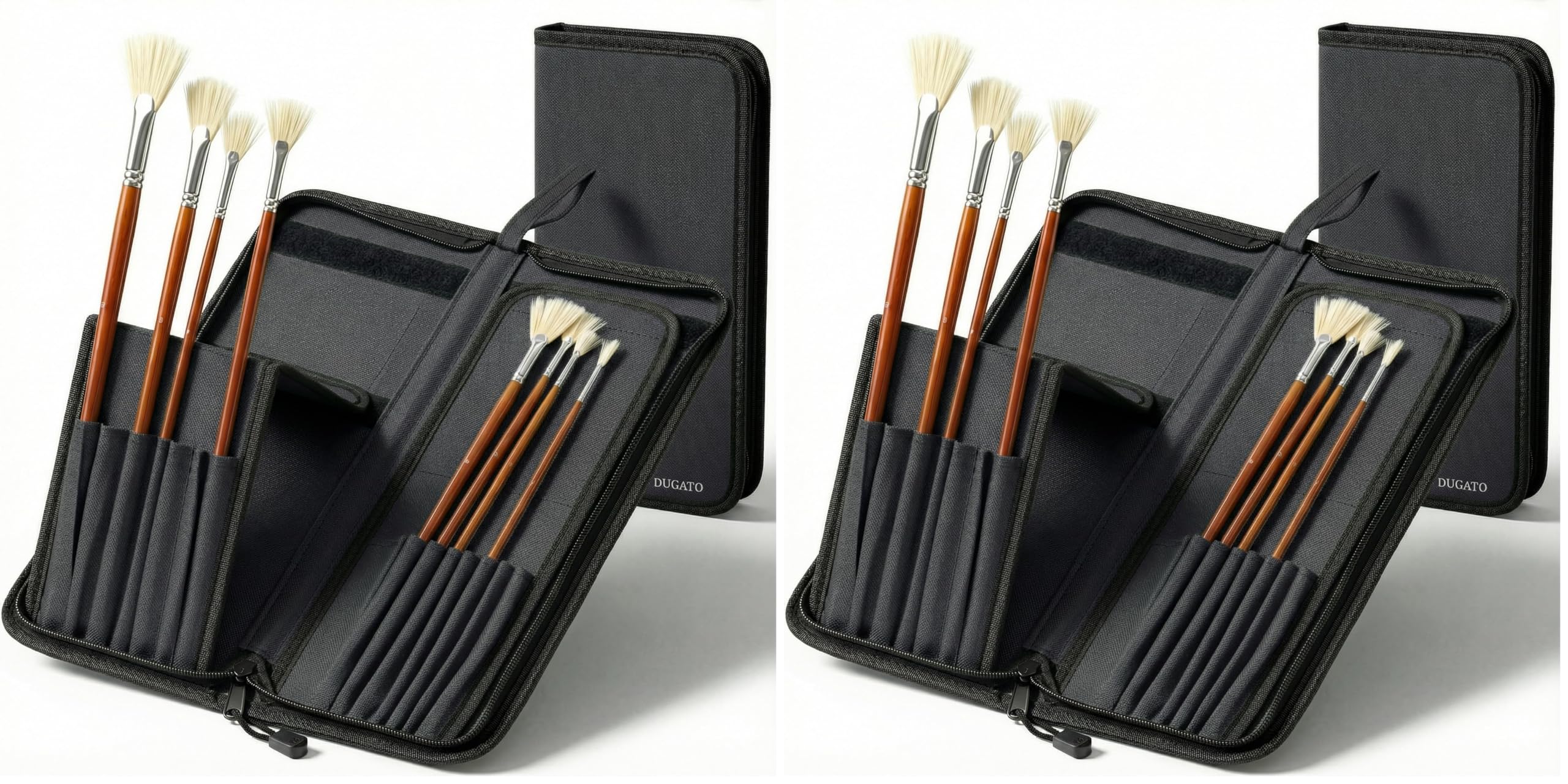 DUGATO Long Brush Holder &amp; Organizer, Canvas Case 5.7 x 14.8 in, Black (Pack of 2)