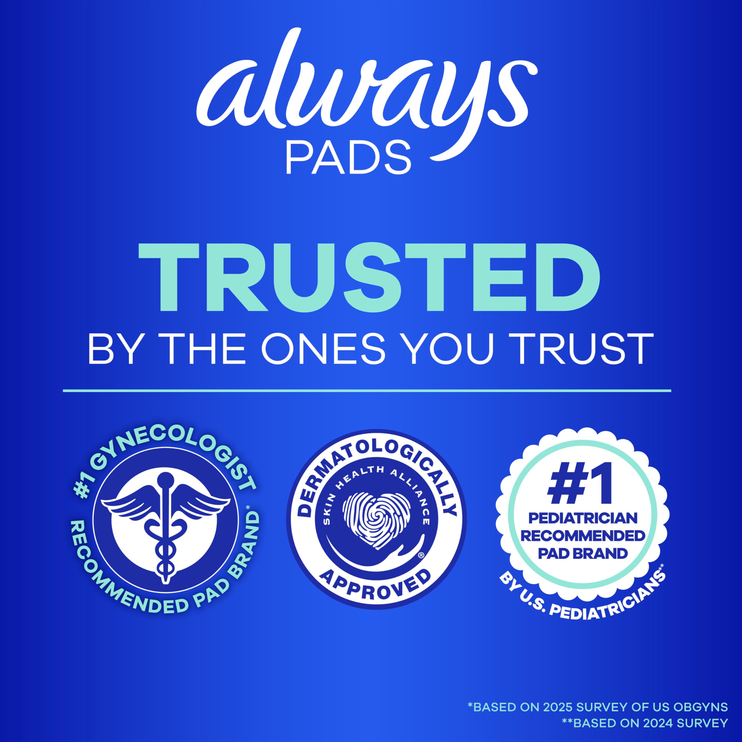 Always Ultra Thin Pads Duo Pack, Feminine Pads with Wings for Women, Size 2 Long Super and 4 Overnight Absorbency, Unscented, Up to 100% Leak-Free Protection, 44 CT