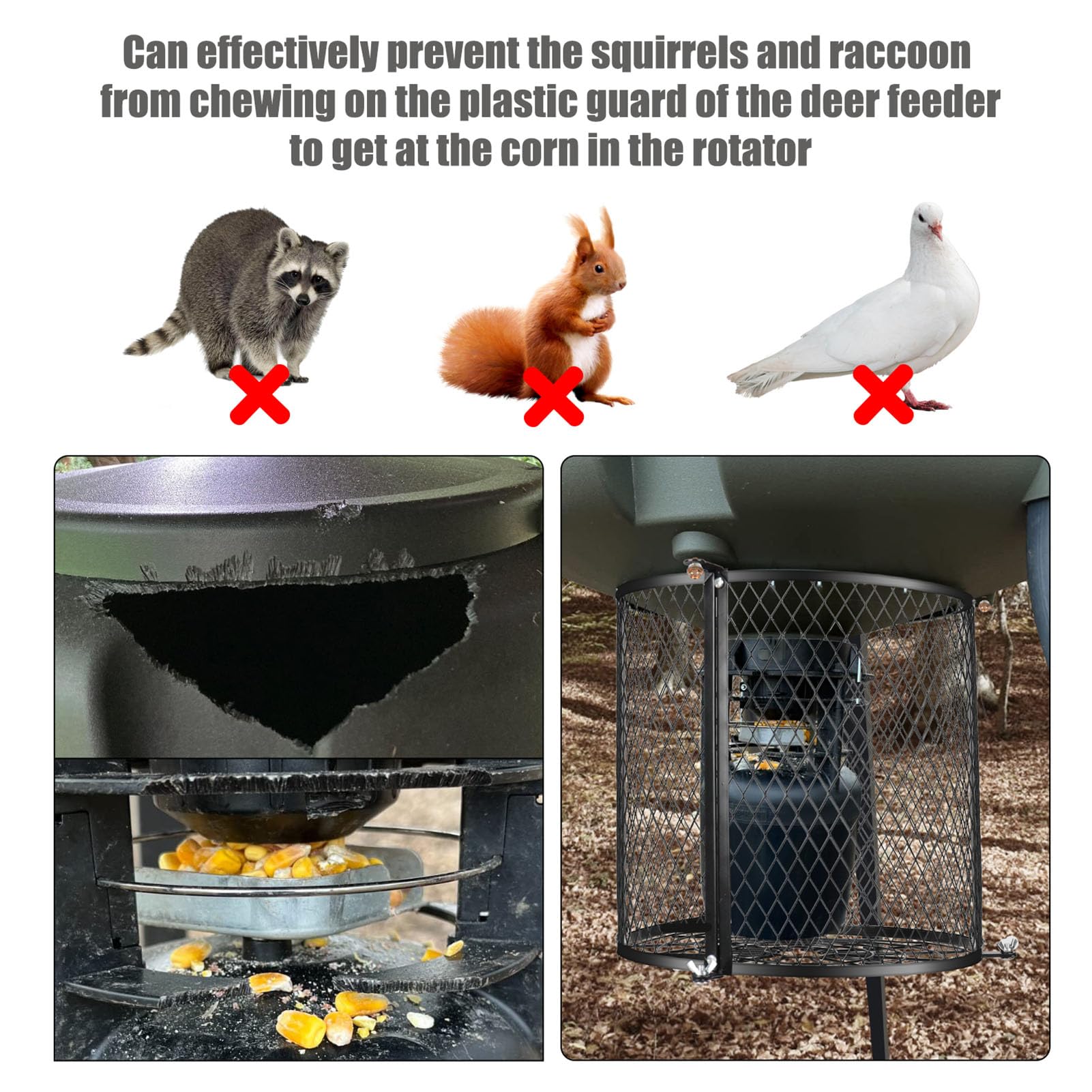 Wetterfester Varmint Futterkäfig mit Schnellverschluss, langlebiger Hirsch-Futterschutz, Edelstahl, einfache Installation, perfekt für Wildtiere im Freien & Wildfütterungsschutz