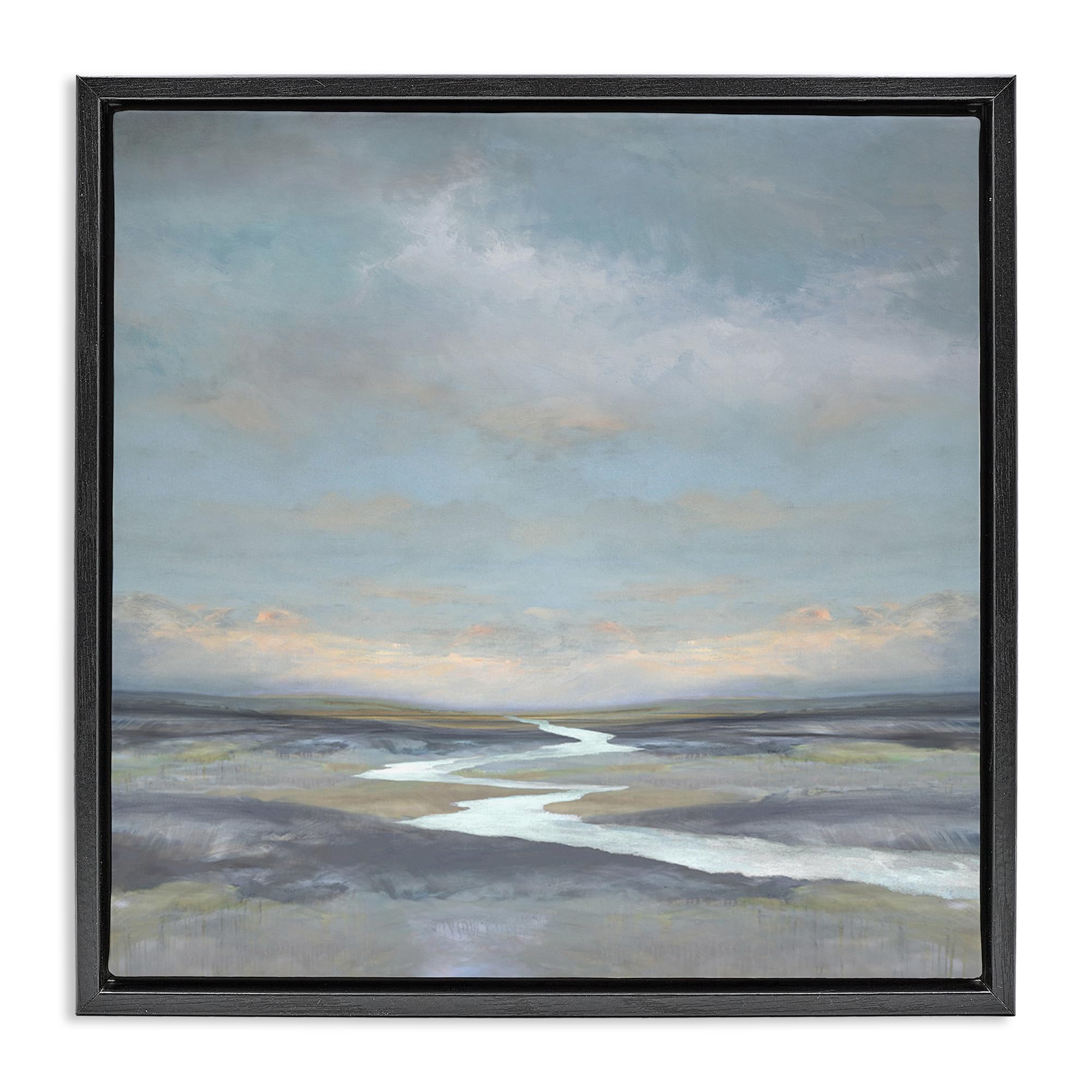 'Riverbend Misty Atmosphere'| Floating Frame Canvas Art