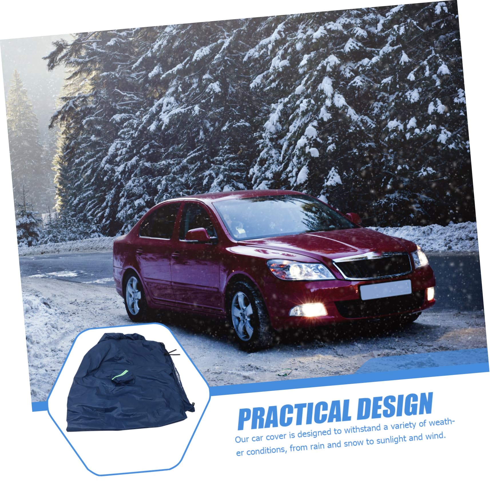 Toyvian 190t All-Weather Car Cover XXXL Outdoor Protective Cover with Windproof Straps Reflective Strips for Easy Identification Durable — view 4