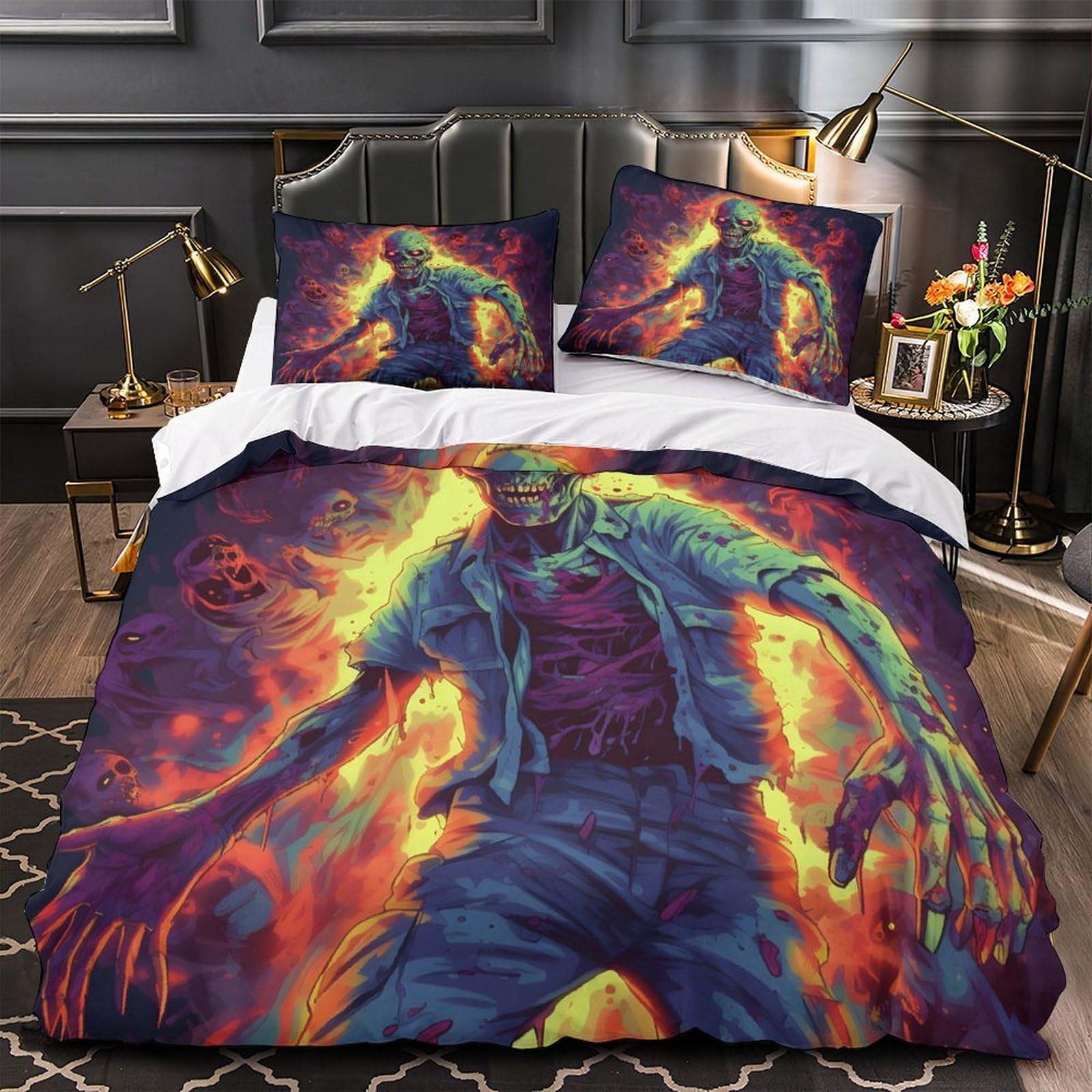 Housse de couette zébrée hypoallergénique et respirante avec fermeture éclair 260x220
