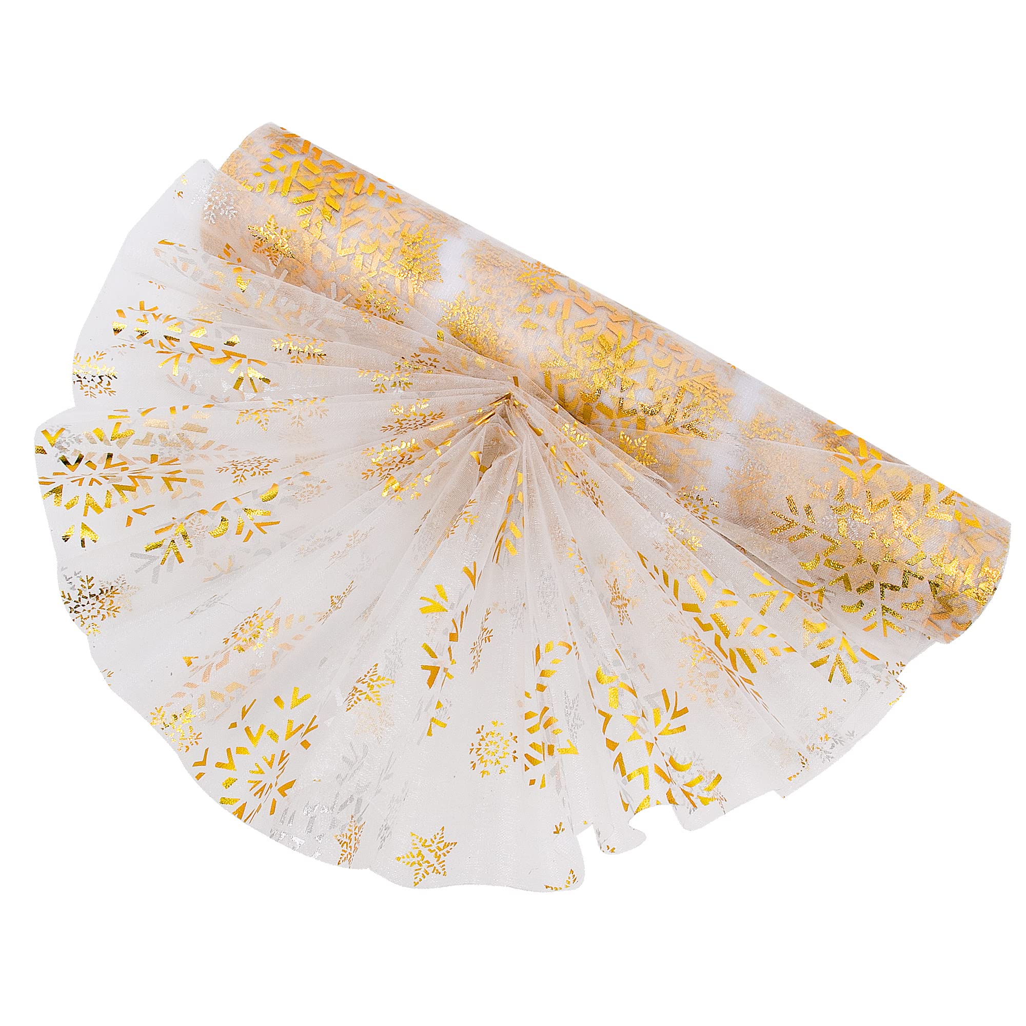 Time to Sparkle 29cm*26m Sheer Organza Roll Sash Fabric Table Runner Sashes Chair Cover Bows Swags Wedding Party - Gold Flake