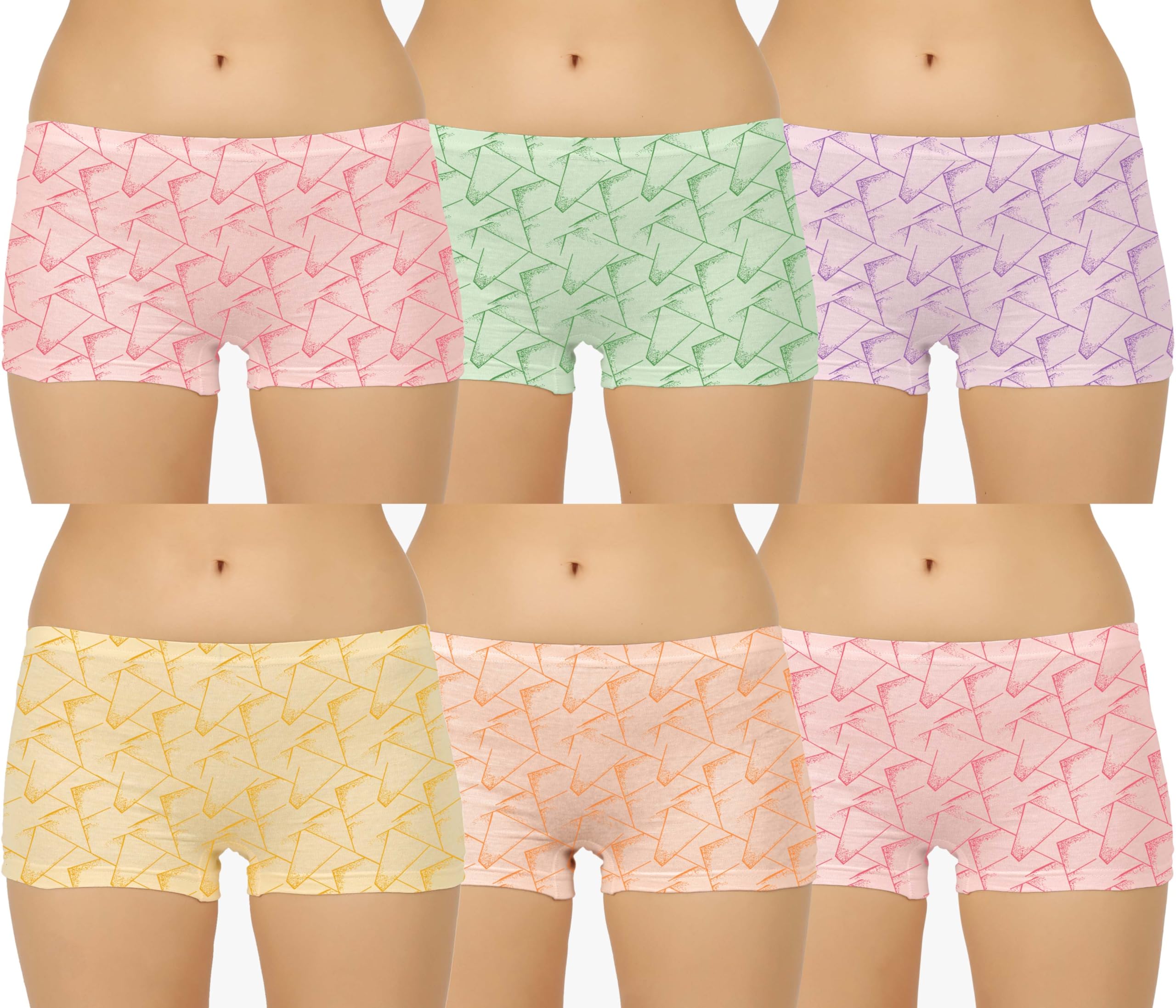 Women Regular Cotton Blend Printed Boyshorts/Panty (Pack of 6)-image-10