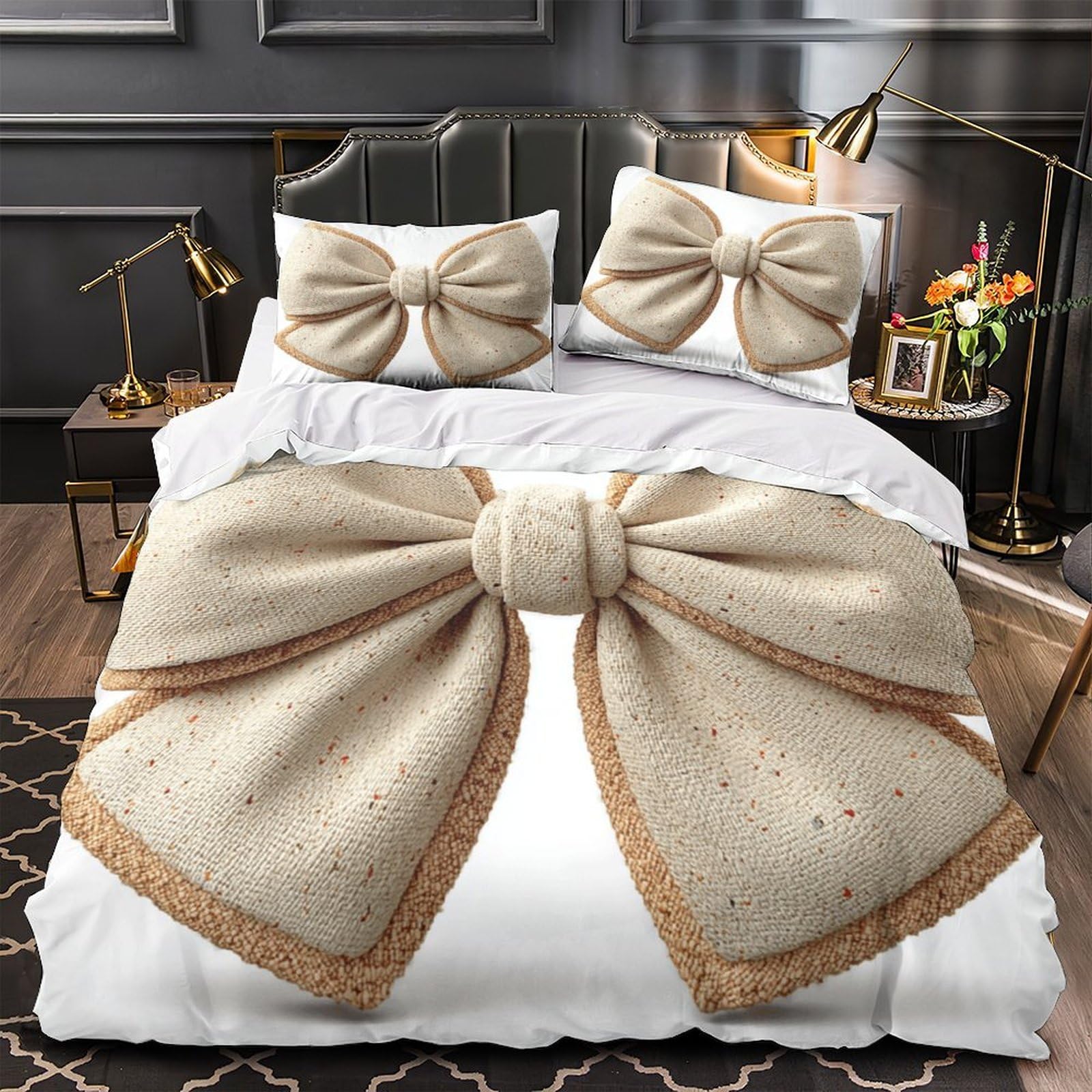 Parure de lit single pour chambre d'adolescent avec nœud élégant 3D