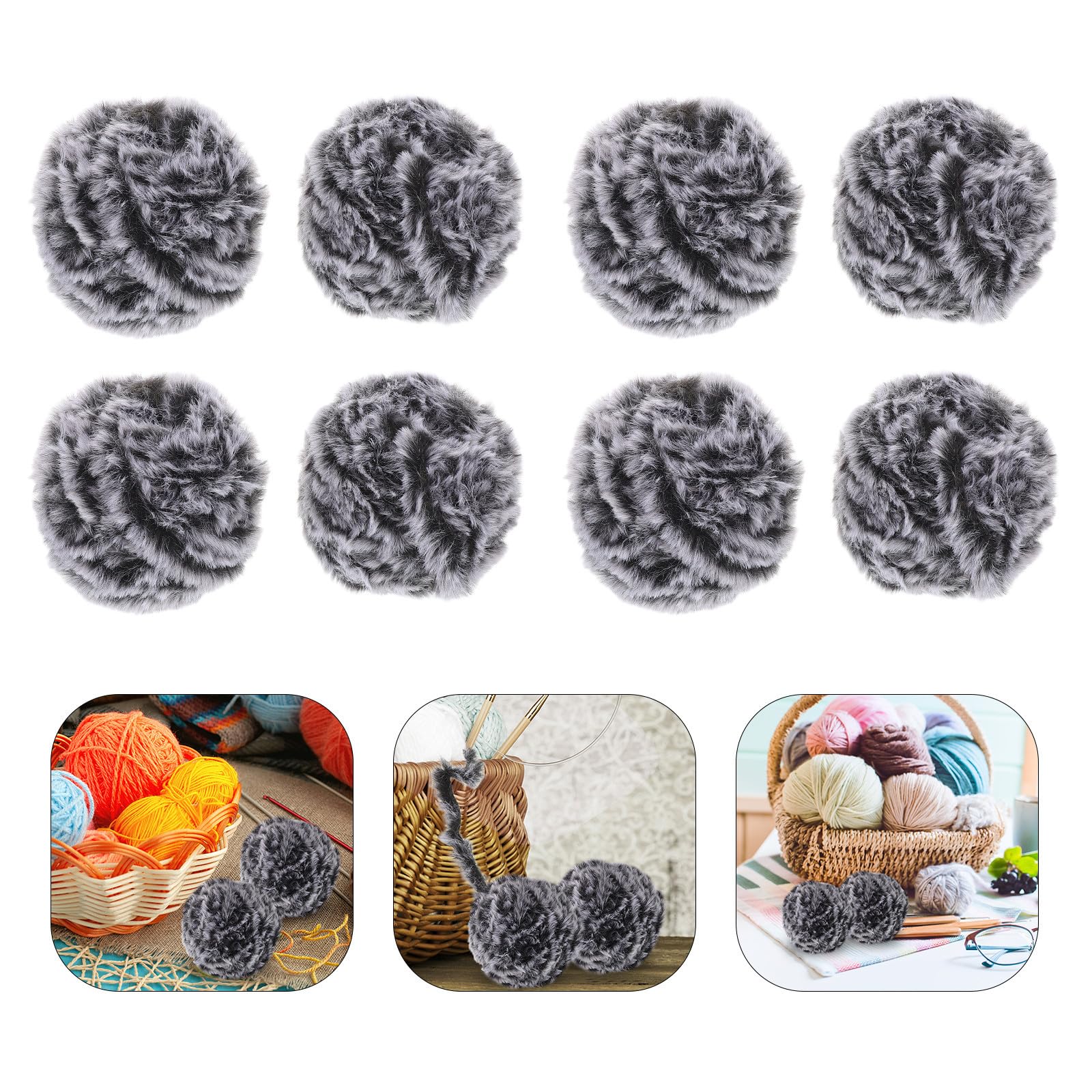 16 Stück Flauschiges Garn zum Häkeln, Schwarz, Kunstfell, Weich