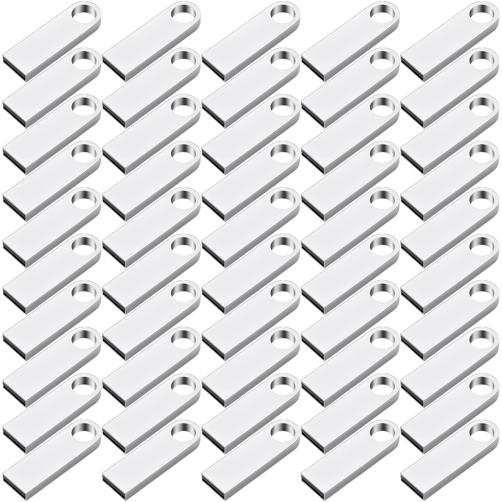 Photo 1 of Fabbay 50 Packs 2.0 Flash USB Drives Bulk Waterproof Flash Thumb Drives Memory Pen Stick Small Mini Zinc Alloy Design for PC Computer Laptop Office School Data Storage Silver(2 Gb)
