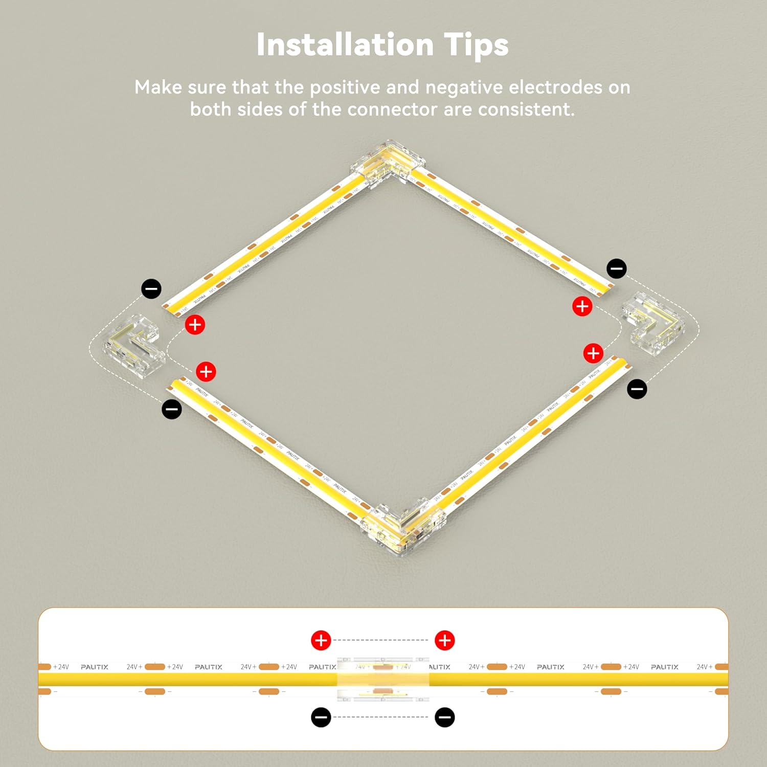 PAUTIX 8mm 2-Pin COB Connector 8pcs L-Shaped/Corner Connectors,Reusable Solderless Adapter Terminal Extension Connection,2pcs Gapless Strip to Strip Connectors for COB LED Strip Lights,SMD LED Strips - Image 7