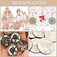 Vista 7 de 300 piezas de rebanadas redondas de madera sin terminar de 1.5 pulgadas, discos de madera redondos para manualidades, espacios en blanco de madera