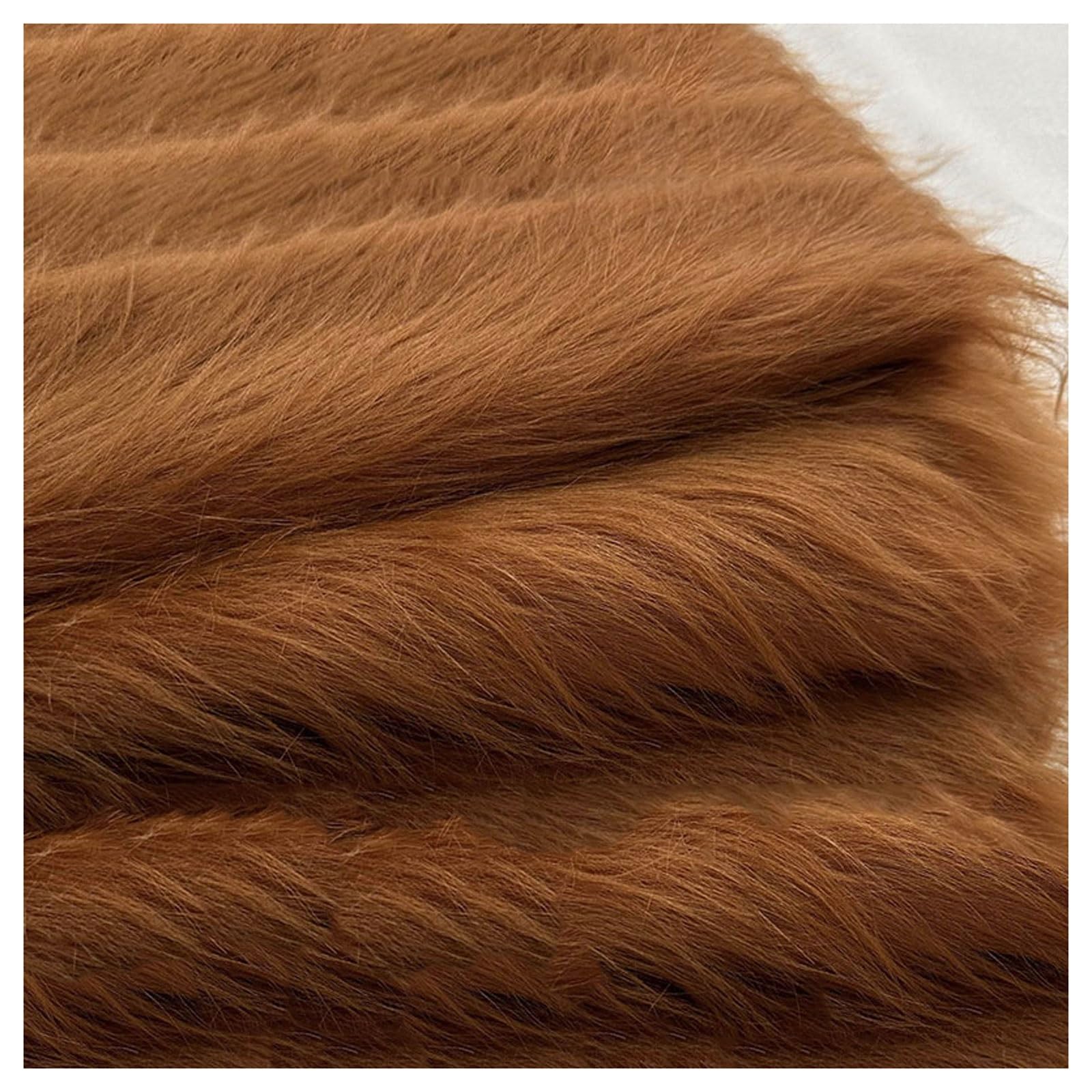Shaggy Faux Fur Fabric 68 Colors Soft Plush12cm Long Pile Fake Fur Materials Craft Fabric, for Christmas Ornaments, Fursuit, Cosplay, Costume, Gnome Beards, Craft Supply, 50x180cm (Color : Brown 2)