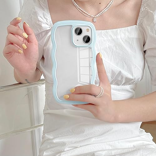 Miniatura 2 de UEEBAI Funda transparente con marco ondulado para iPhone 14 Plus de 6.7 pulgadas, funda transparente y rizada, bonita funda ondulada para teléfono