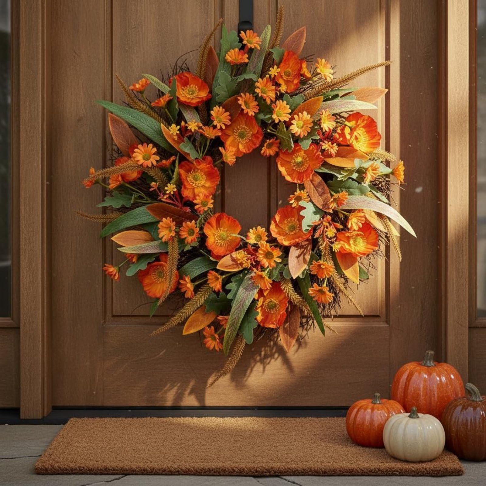 F Fityle Guirnalda Decorativa de Otoño Corona Adorno Centro de Puerta con Diseño Estacional Cálido y Detalles Meticulosamente Dispuestos Adecuada para Sala Comedor Recibidor Pared Interior