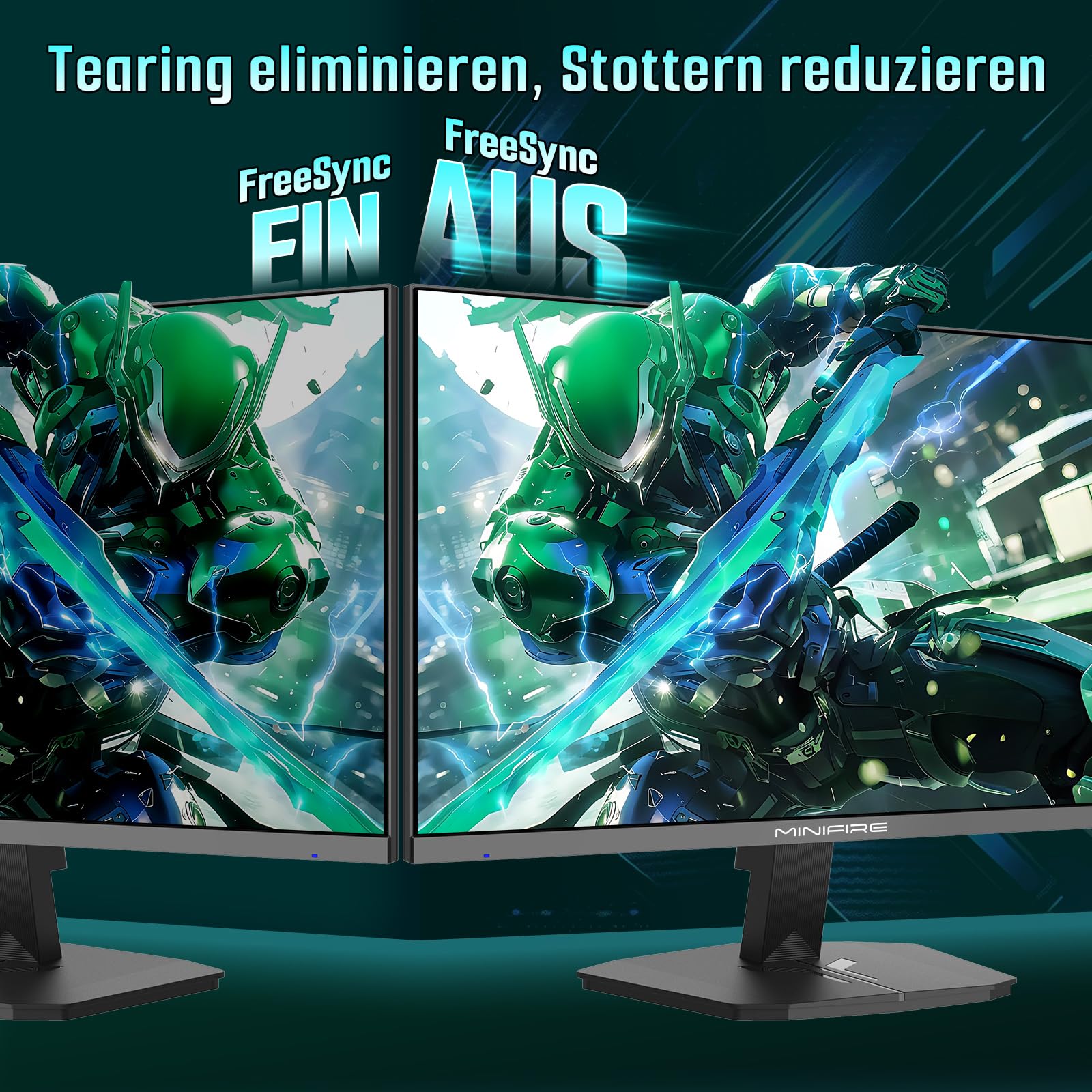 Minifire Gaming Monitor 24 Inches, 180 Hz, 1 ms, AdaptiveSync, IPS