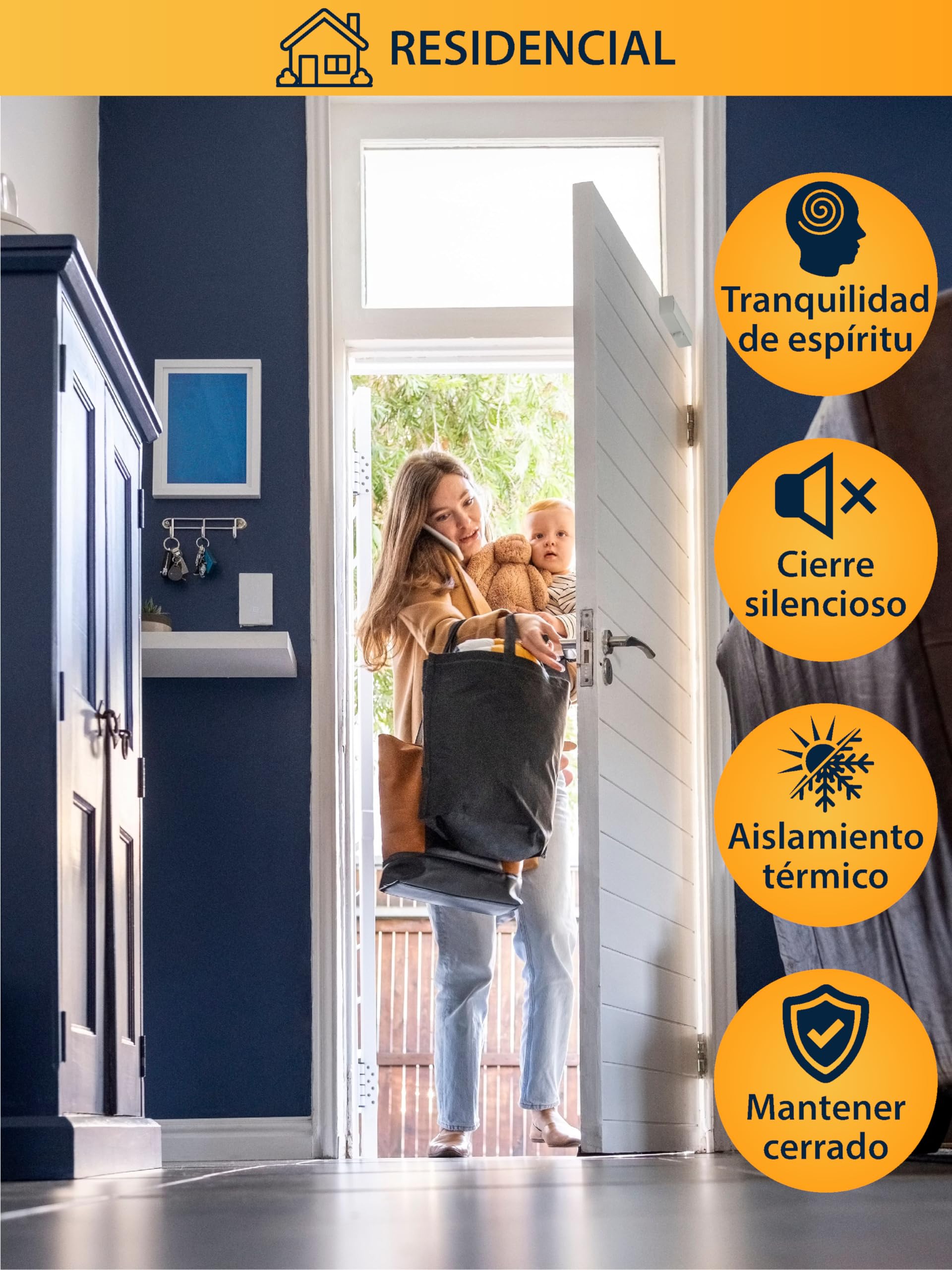 NAPOLEON N-1000 Cierrapuertas Automático Robusto - Normas EN1154/EN1634 - Comercial & Residencial - Puertas de 20Kg a 60Kg Tamaño 3 - Plantilla de Taladros - Instalación Fácil y Rápida (Blanco)