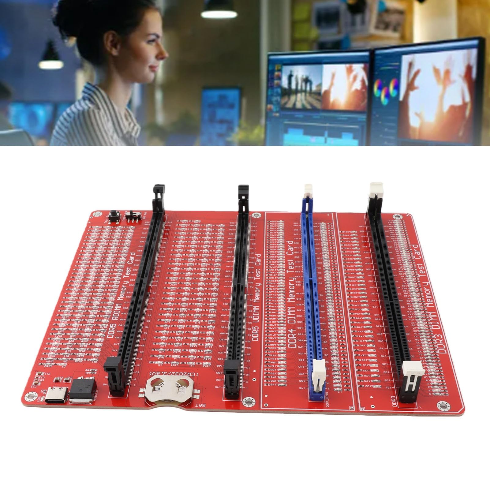 Testeur de Mémoire 4 en 1, Outil de Diagnostic pour DDR3 DDR4 DDR5 UDIMM RDIMM avec Voyant Lumineux, Analyseur de RAM pour Ordinateur de Bureau