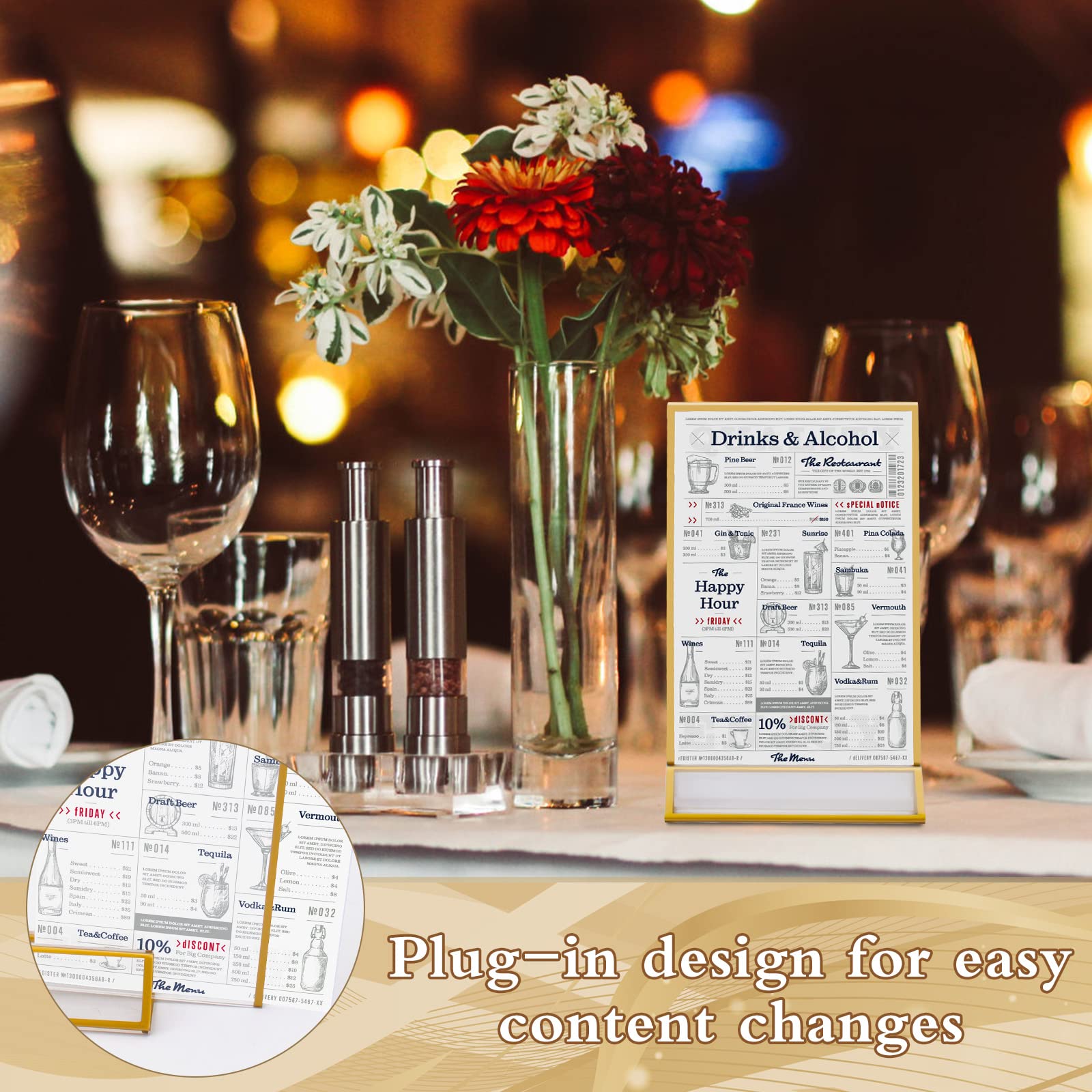 Worown 6 Pièces Porte Carte En Acrylique, Support Acrylique Menu