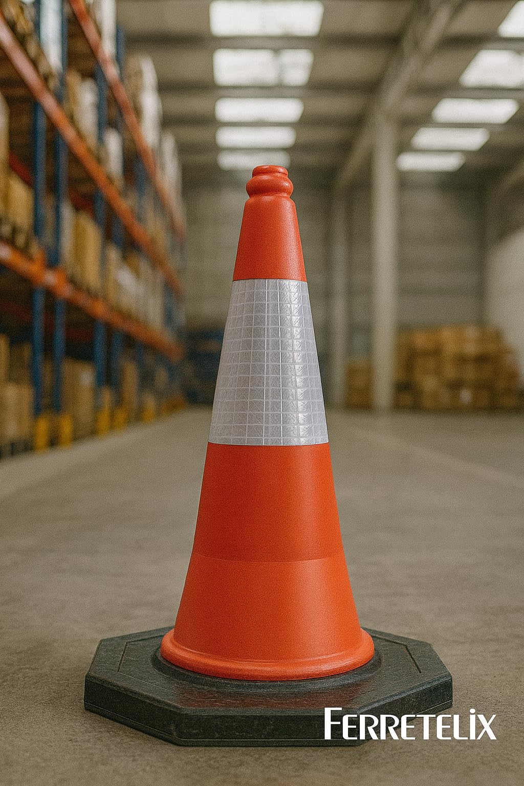 FERRETELIX 4 Unités Cône de Signalisation 75 cm avec Base en Caoutchouc Réfléchissante
