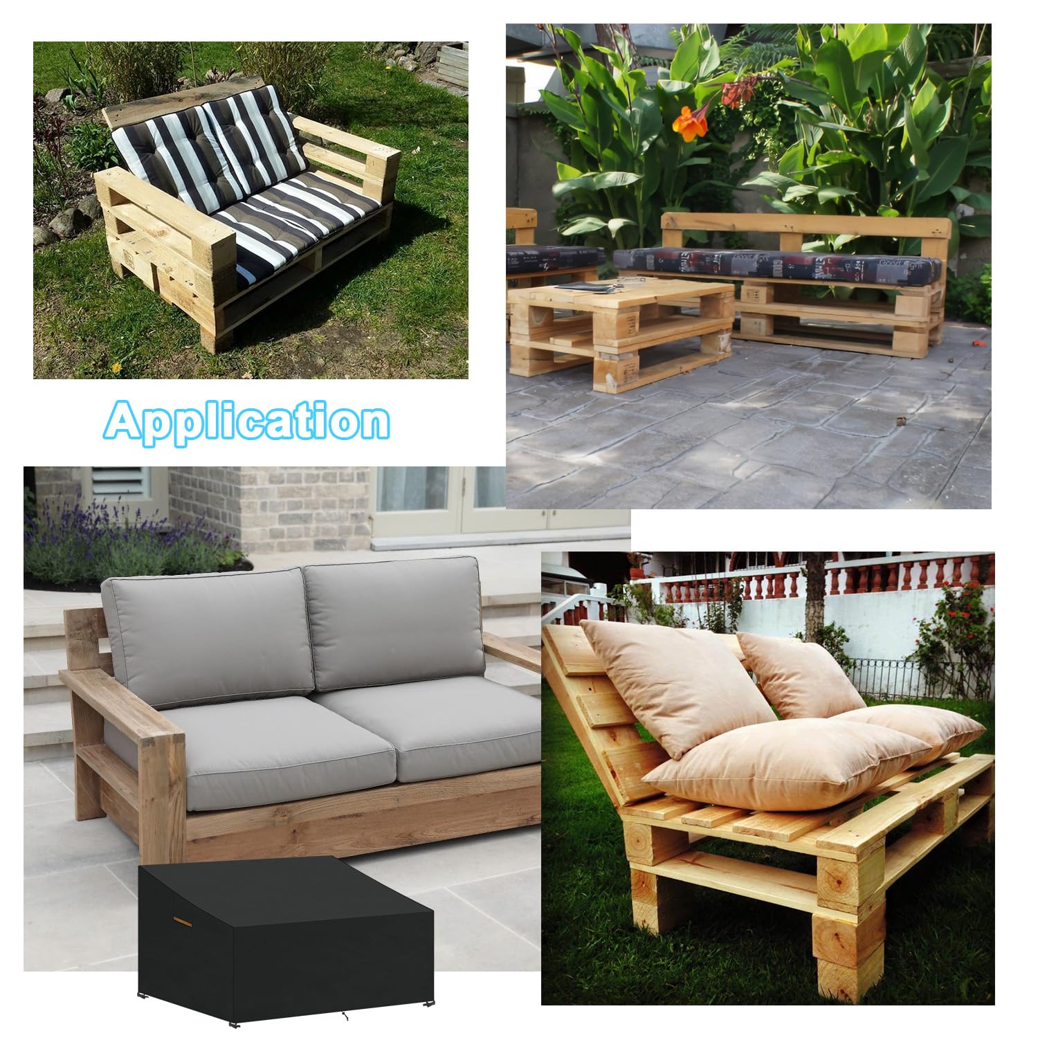 Palettensofa Abdeckung Wasserdicht Palettenmöbel Schutzhülle für Palettenbank, Outdoor Sofa Abdeckung für Tiefes 2-Sitzer-Loungesofa, Palettencouch, Palettenauflagen, 138x99x61/89cm