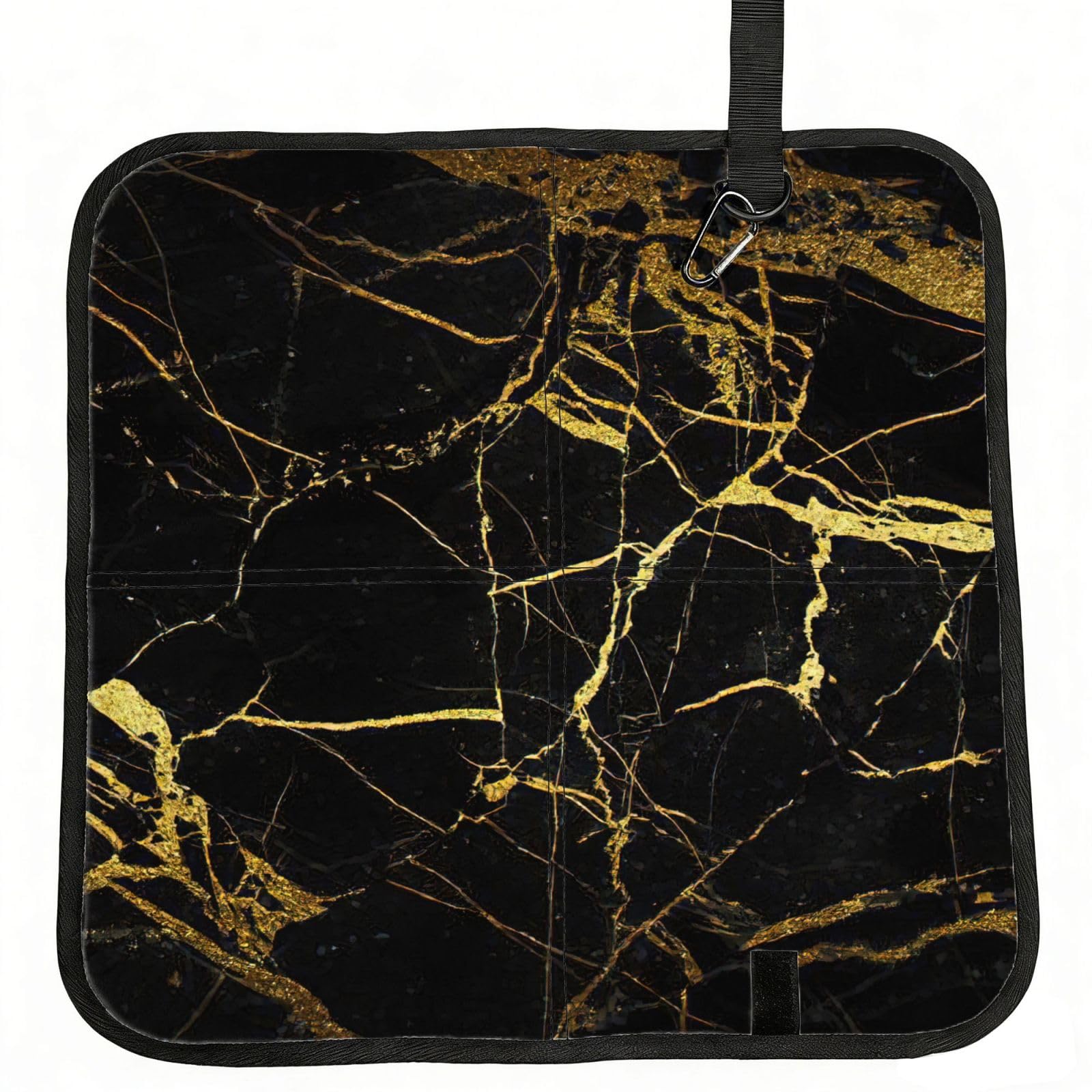 AYYQWE Black Marble Print Foldable Seat Cushion Portable Chair Pad Office Commuting Picnic Camping Outdoor