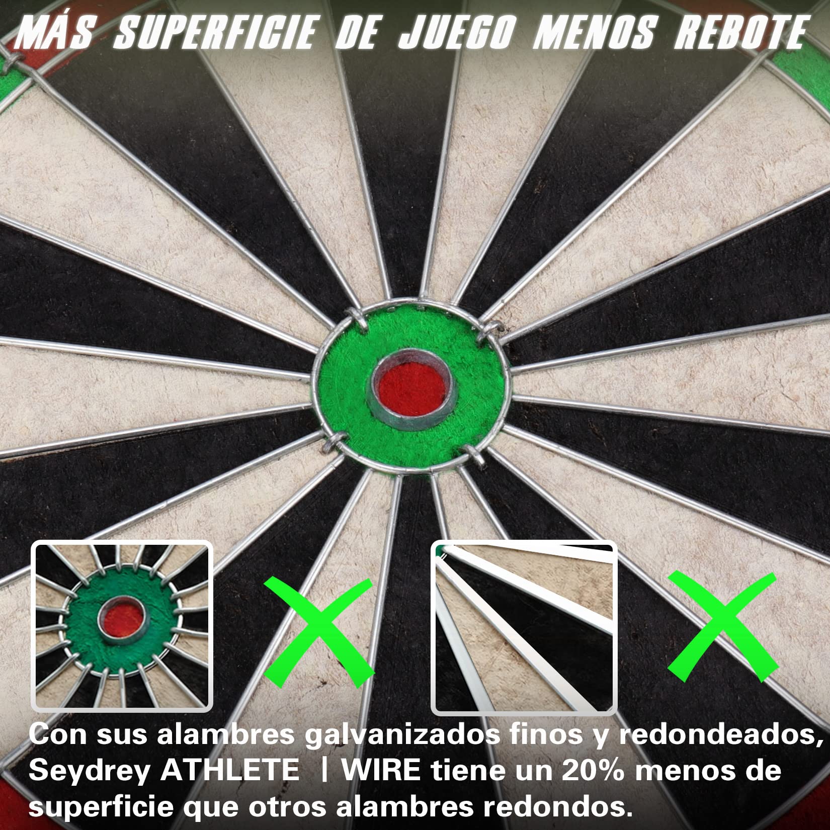 Seydrey Diana de Corcho con Flechas, Diana Oficial de Acero, Juego de 6 Dardos con Punta de Metal, 12 Plumas, Ranura giratoria