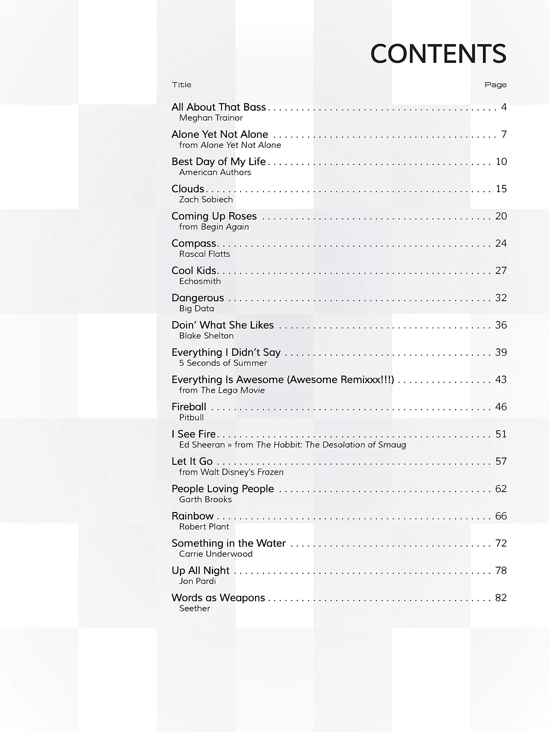Rock Charts Rock & Pop Hits for Guitar 2015: 19 Current Hits, Guitar Tab Edition