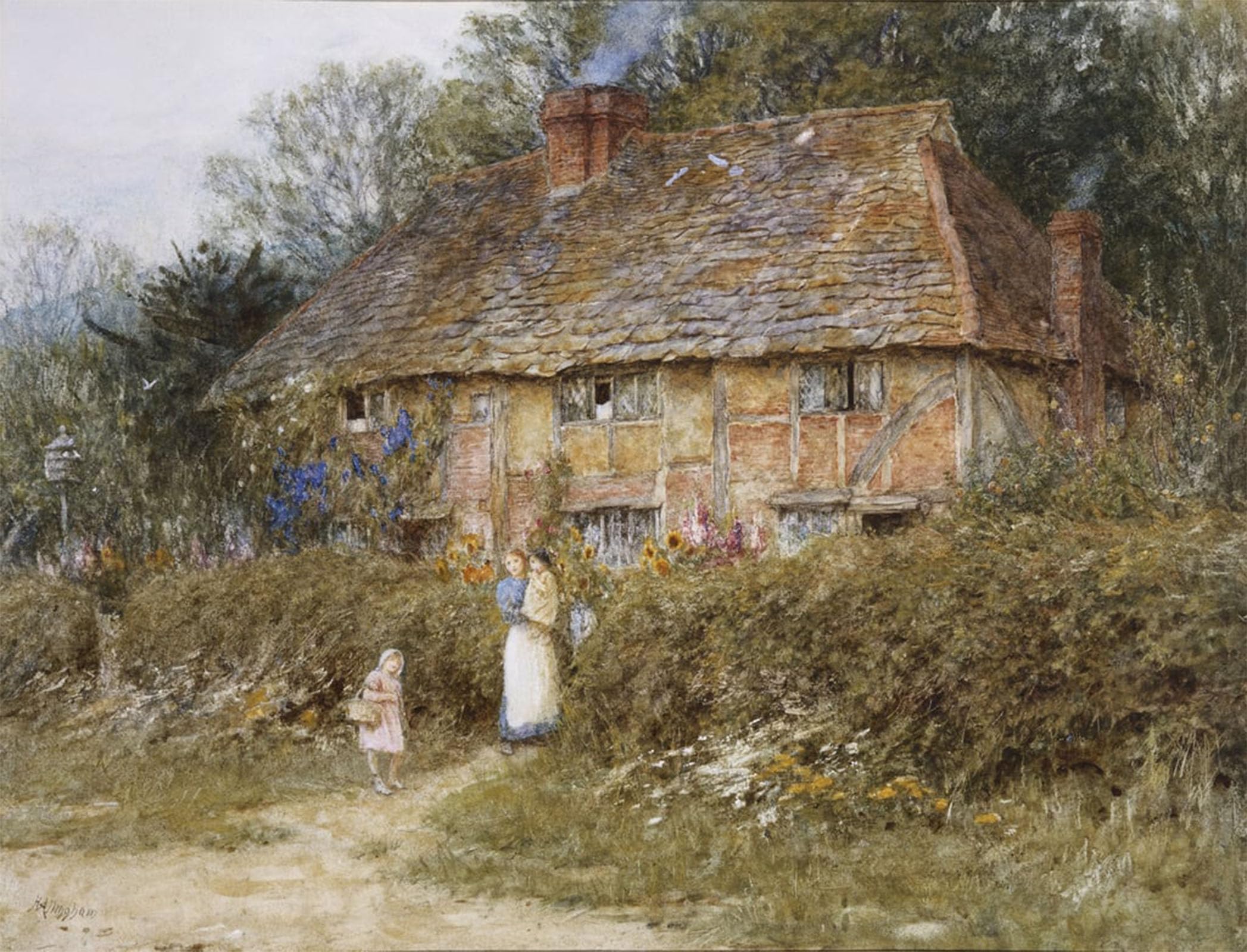 ARTXLXXBN Famous Painting Art Wall Decor Abstract Art Picture an Old Surrey Cottage by Helen Allingham Animal Pictures for Home Decor 60x90cm