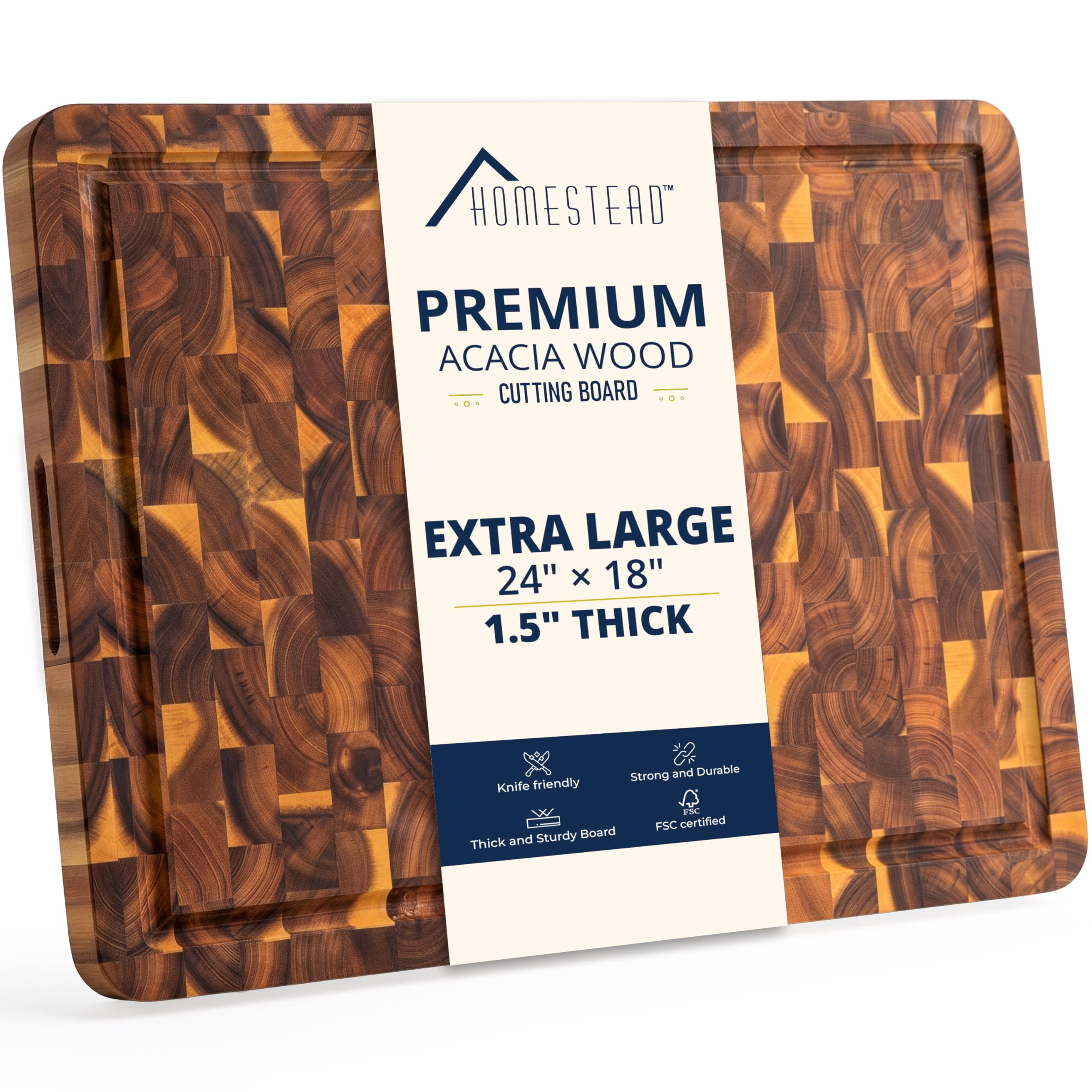 HOMESTEAD End Grain Acacia Cutting Board