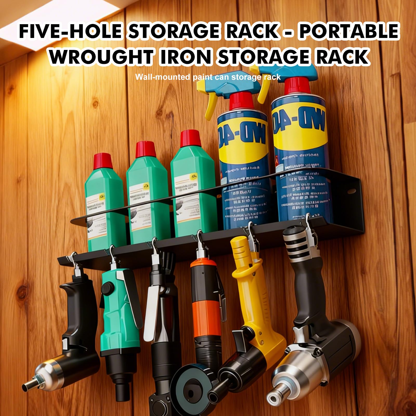 Soporte para botellas de spray: soporte para latas de aerosol con 5 agujeros y 6 ranuras, estante para botellas de spray con tubo expansor y tornillos, estante de pared, soporte para latas