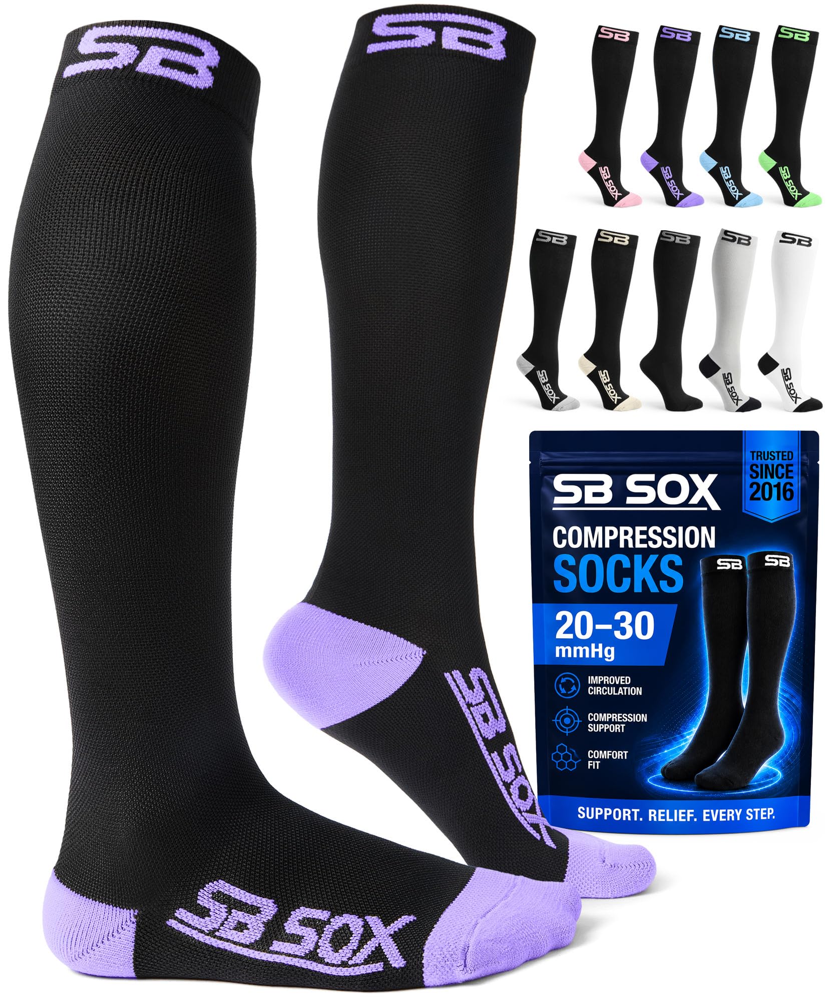 SB SOX Compression Socks for Men &amp; Women (20-30mmHg)