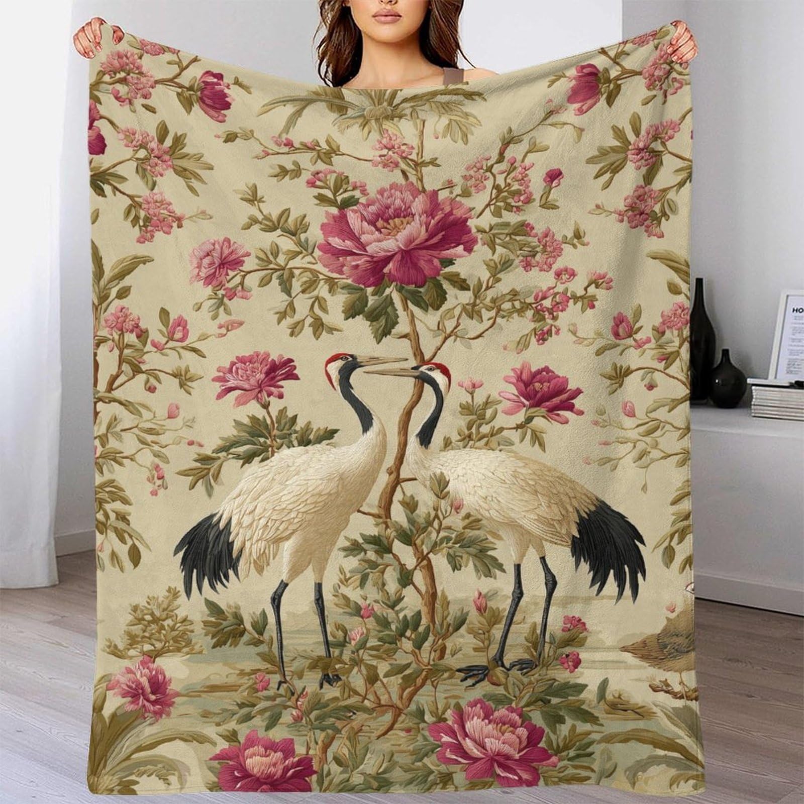 Flore et faune luxuriantes Ropa Cama Para Adolescente Estampada Manta De Felpa Cómoda Y Suave Y Esponjosa Adecuada Para Sofá Cama Sofá 80x90inch(200x230cm)