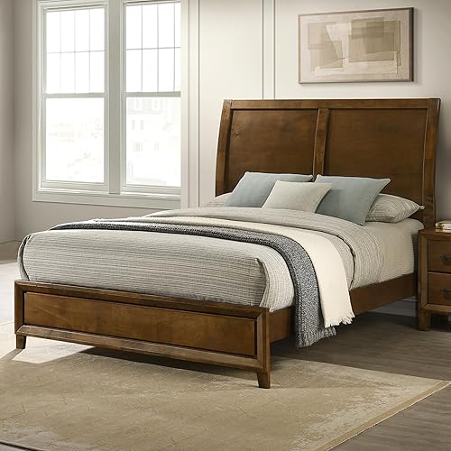New Classic Furniture Ballard Wood Queen Panel Bed, Walnut Brown