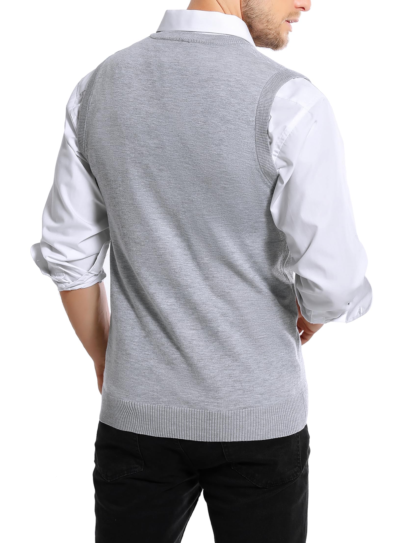 Sykooria Gilet Maglione da Uomo con Scollo V Maglioncino Smanicato Senza Maniche Pullover Gilet Cotone in Maglia Invernale Maglioni e Cardigan da Uomo Casual