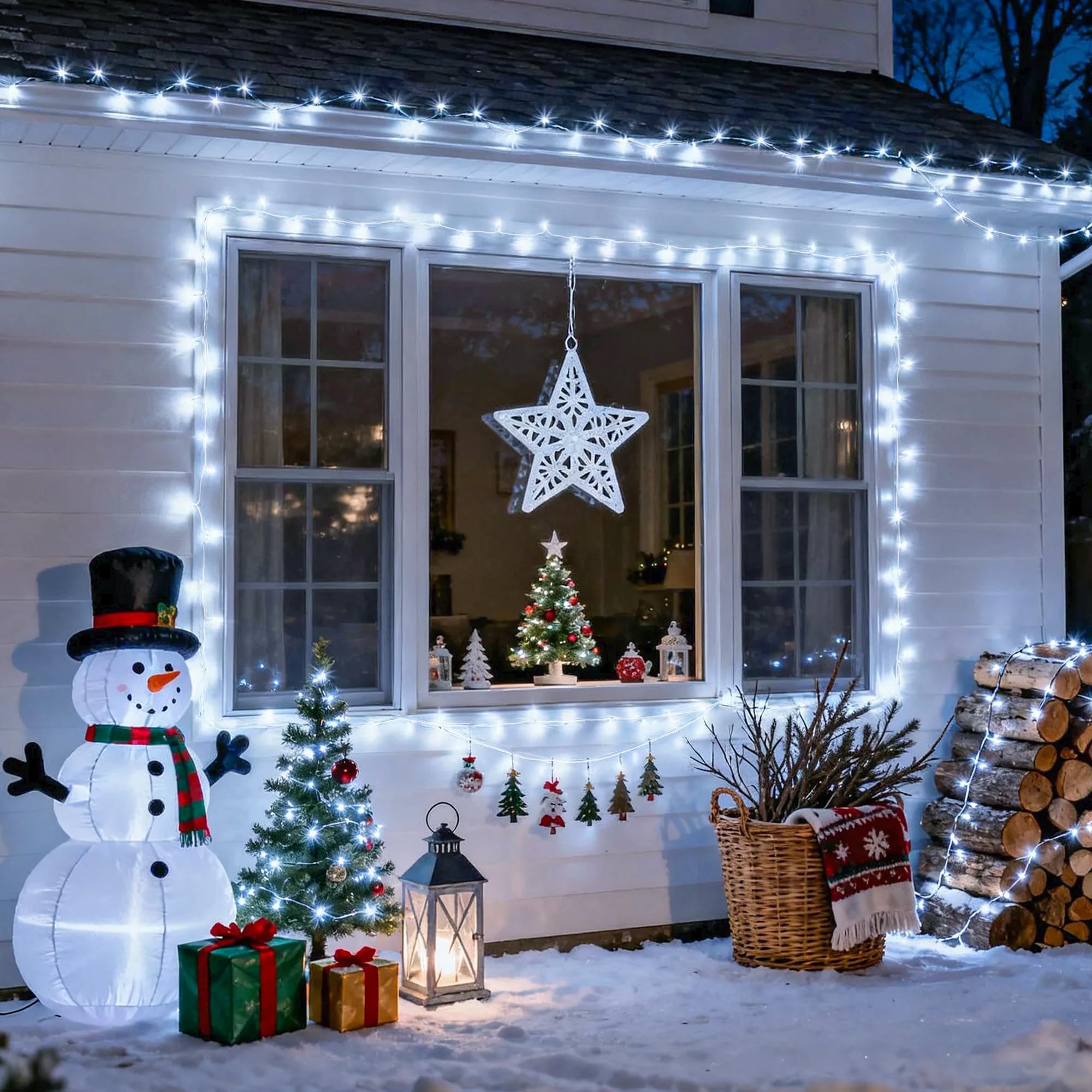 ニュービッグプログラムネット ホワイトLED クリスマスイルミネーション KOZUMUWAN LEDネットライト 360球 2M×3M コード直径1.8mm 最大3本まで