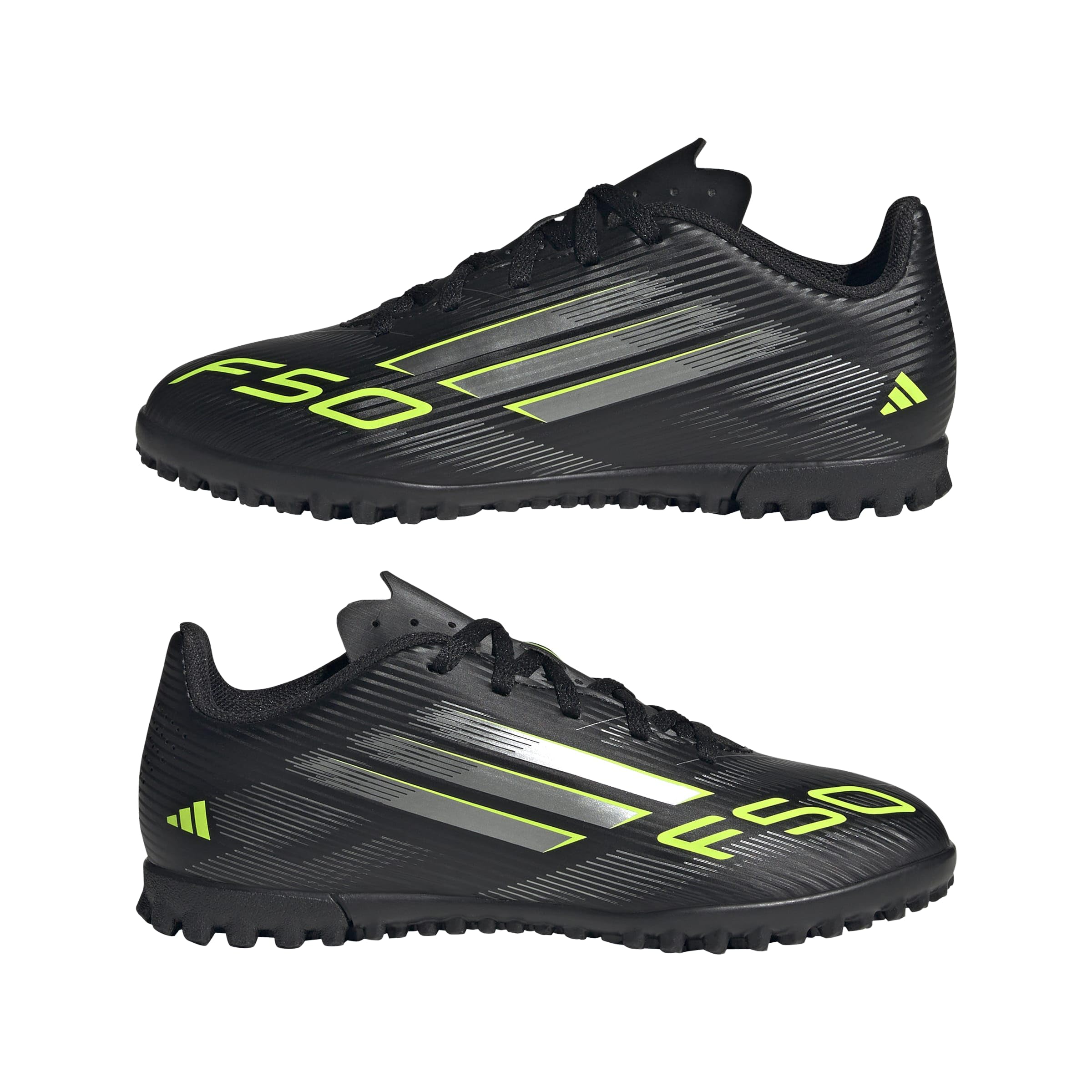 adidas Uniseks - dzieci F50 CLUB Turf Football Boots Kids, core black/iron met./lucid lemon, 37 1/3 EU
