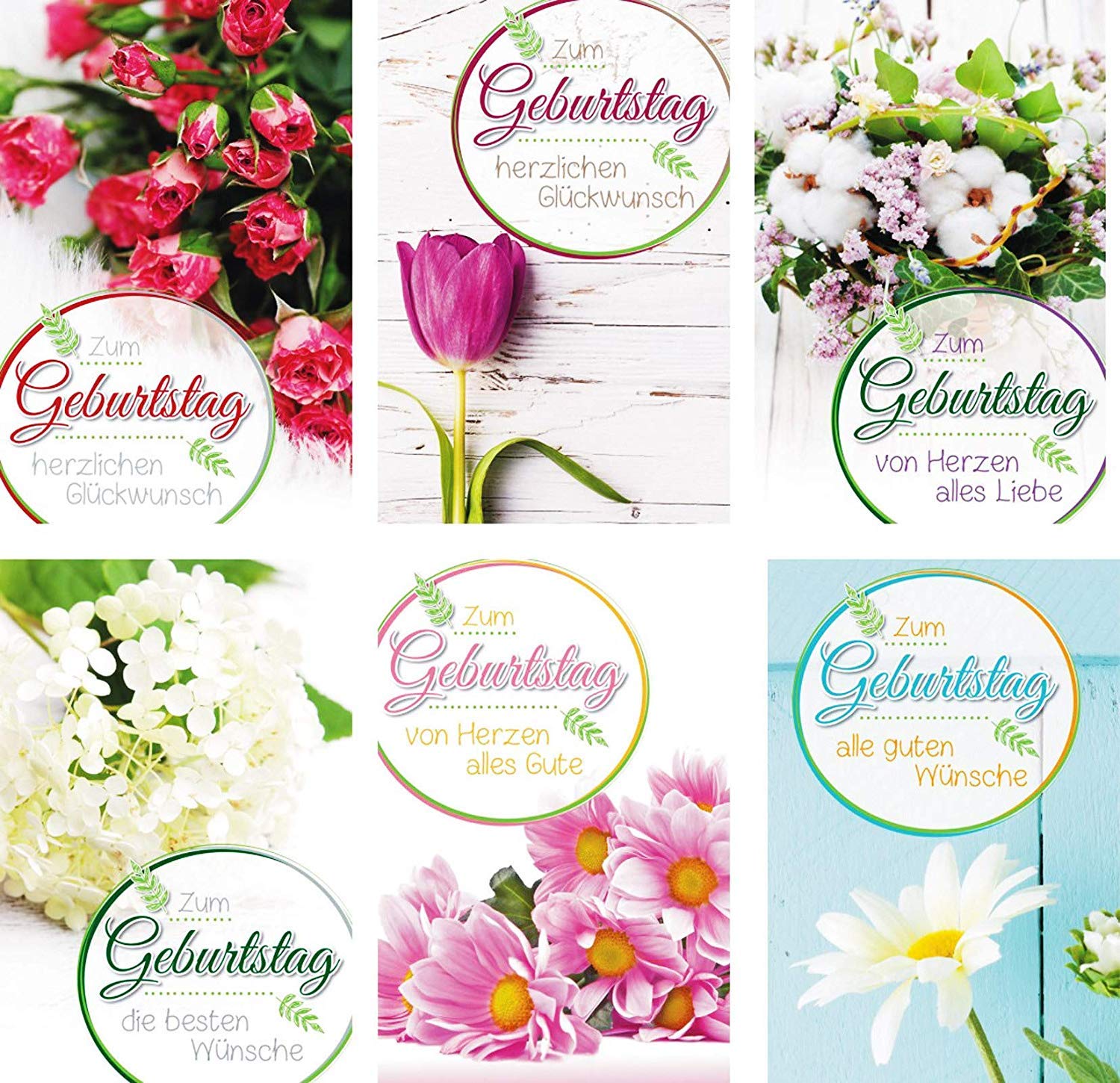 100 Glückwunschkarten zum Geburtstag Blumen 51-3170 Geburtstagskarte Grußkarte
