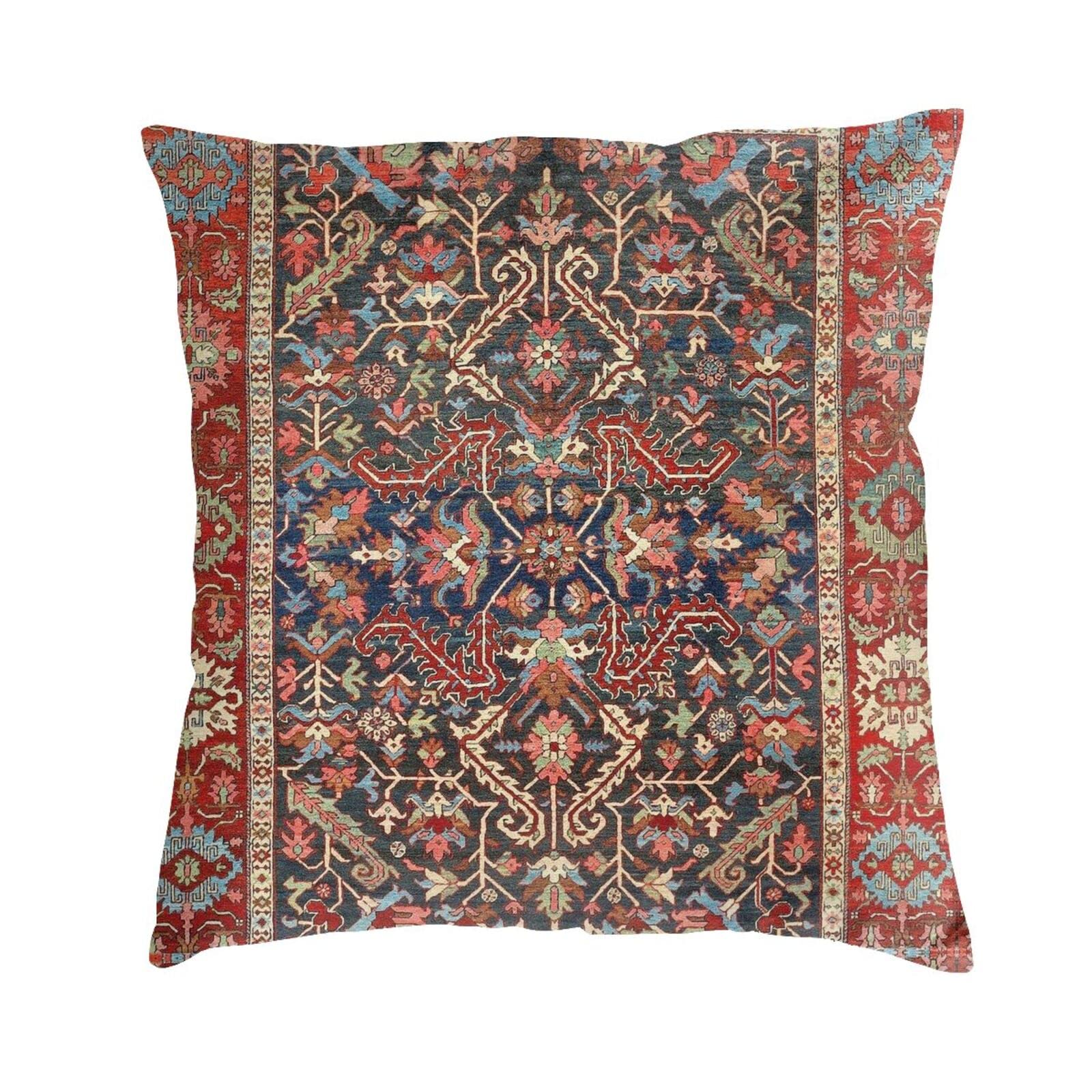 Suguru Antique Floral Persian Carpet Print 2 Throw Pillow Covers Soft Velvet Decorative Throw Pillow Case Cushion Cover for Home Decor Living Room Bed Couch Car 18x18 Inch