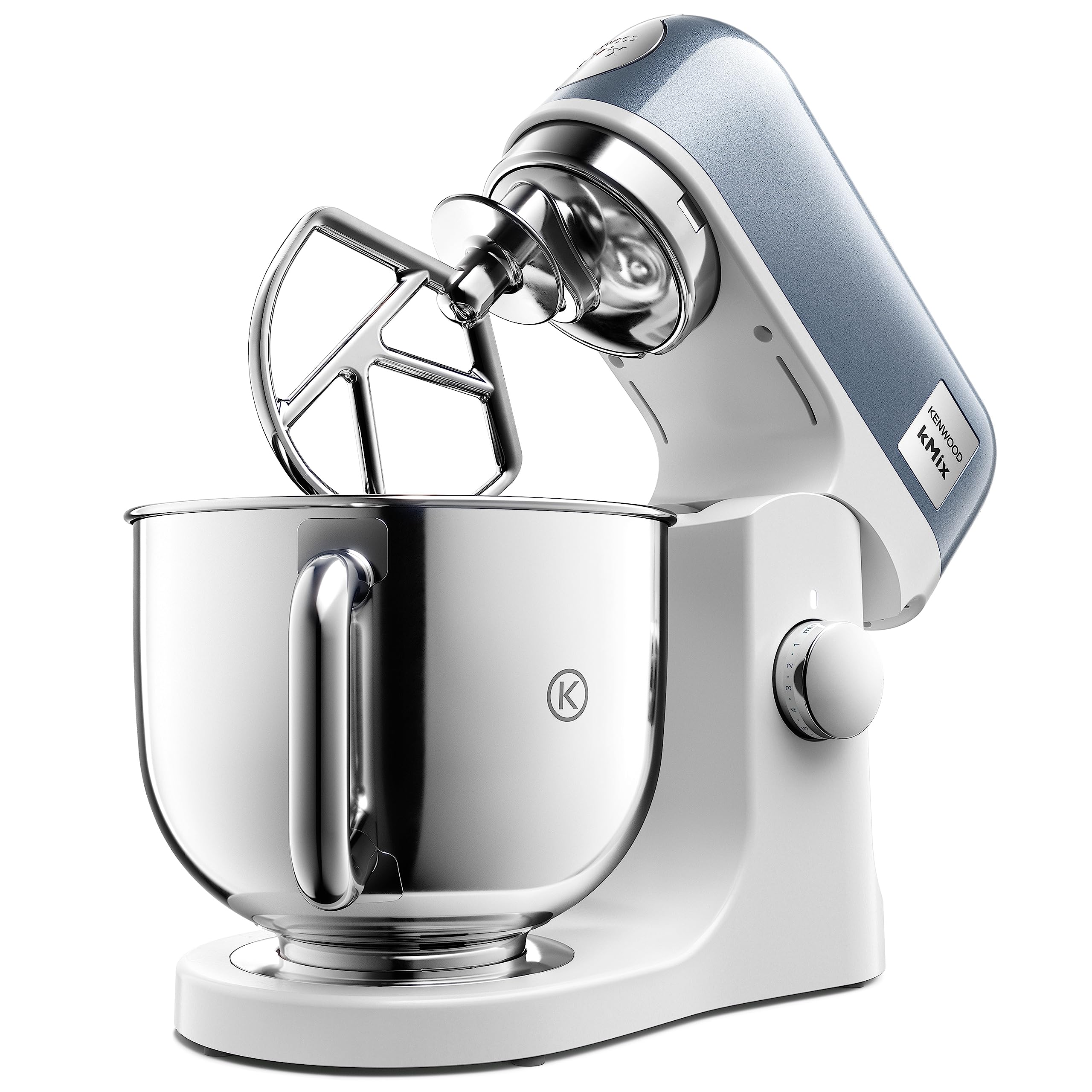 Kenwood KMX760BL KMIX Impastatrice Planetaria con Ciotola con manico in Acciaio da 5L, 3 Ganci di Miscelazione, Potenza 1000W, Personalizzabile con oltre 20 Accessori Acquistabili Separatamente, Blu