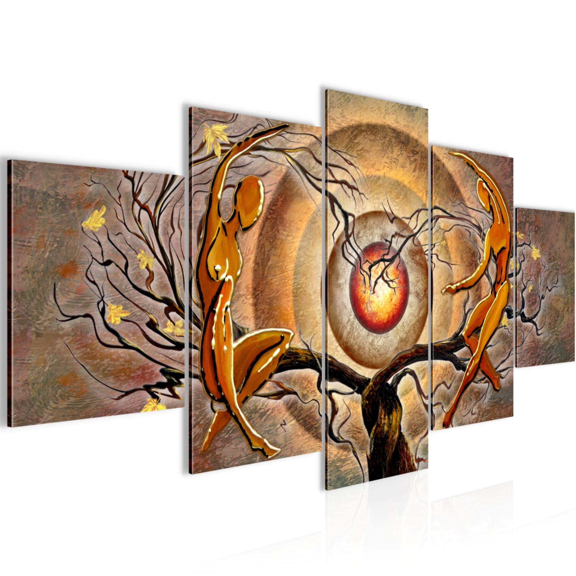 Runa Art Cuadros Figuras abstractas 5 Piezas Lienzo no Tejido Decoracion Sala Pareja amorosa marrón 300852a