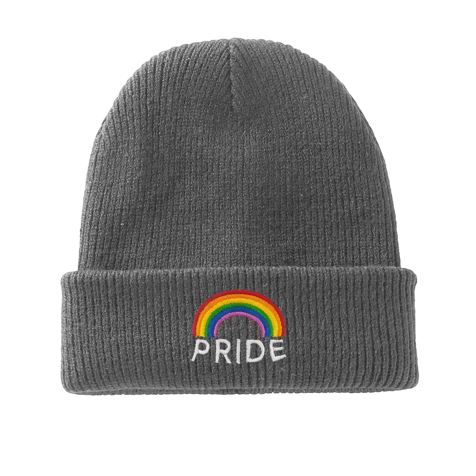 Yuaoeur Unisex Grey Pride Beanie Hat Stretchy Soft Cuffed Wooly Skull Cap With Thick Warm Lining, Winter Hats (Grey)