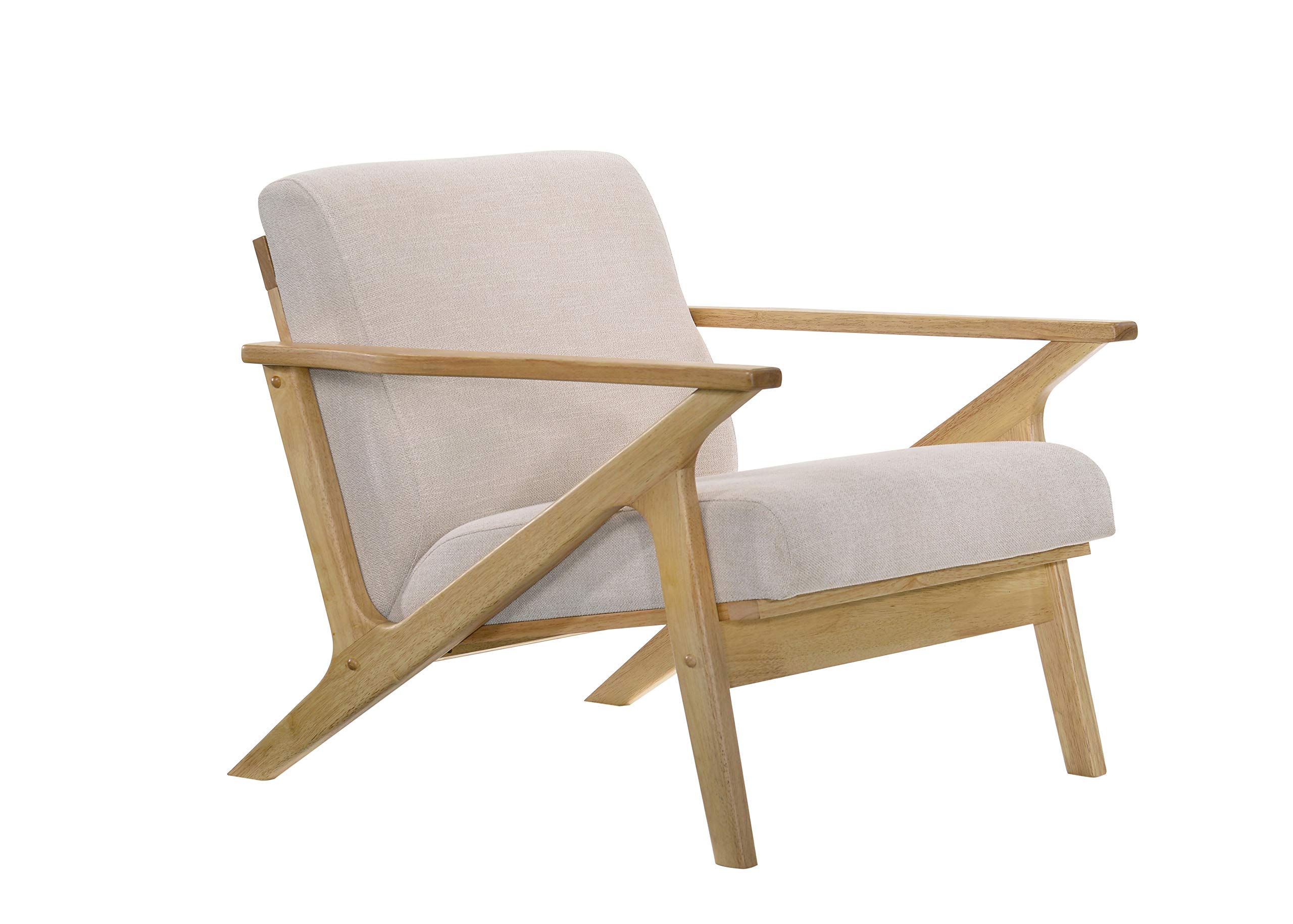 Omax Decor Zola Accent Arm Chair, Beige/Oak (incomplete) (box 1 of 2 only)