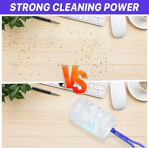 Miniatura 4 de 60 piezas de repuesto electrostático esponjoso para limpieza, repuesto desechable a granel con 2 asas para el hogar, oficina, persianas de techo,
