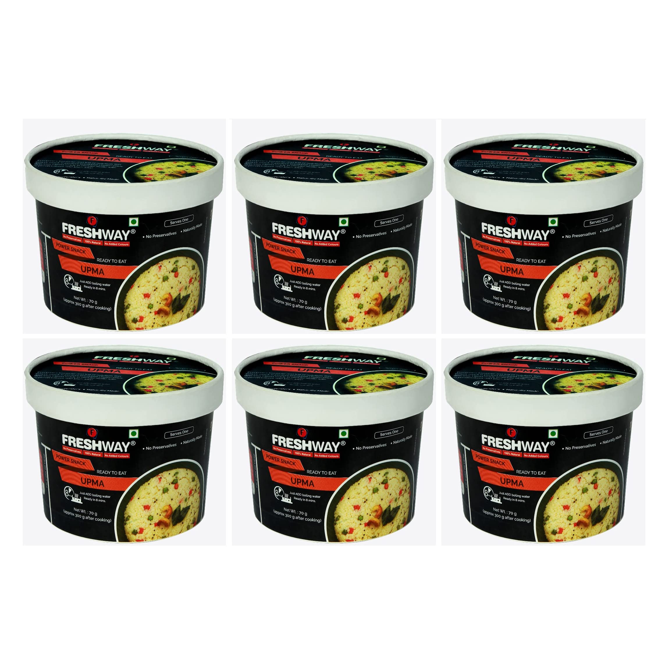 Freshway Upma Combo Pack of 6 Breakfast, Instant Food Ready to eat Ready to Cook in 8 Minutes