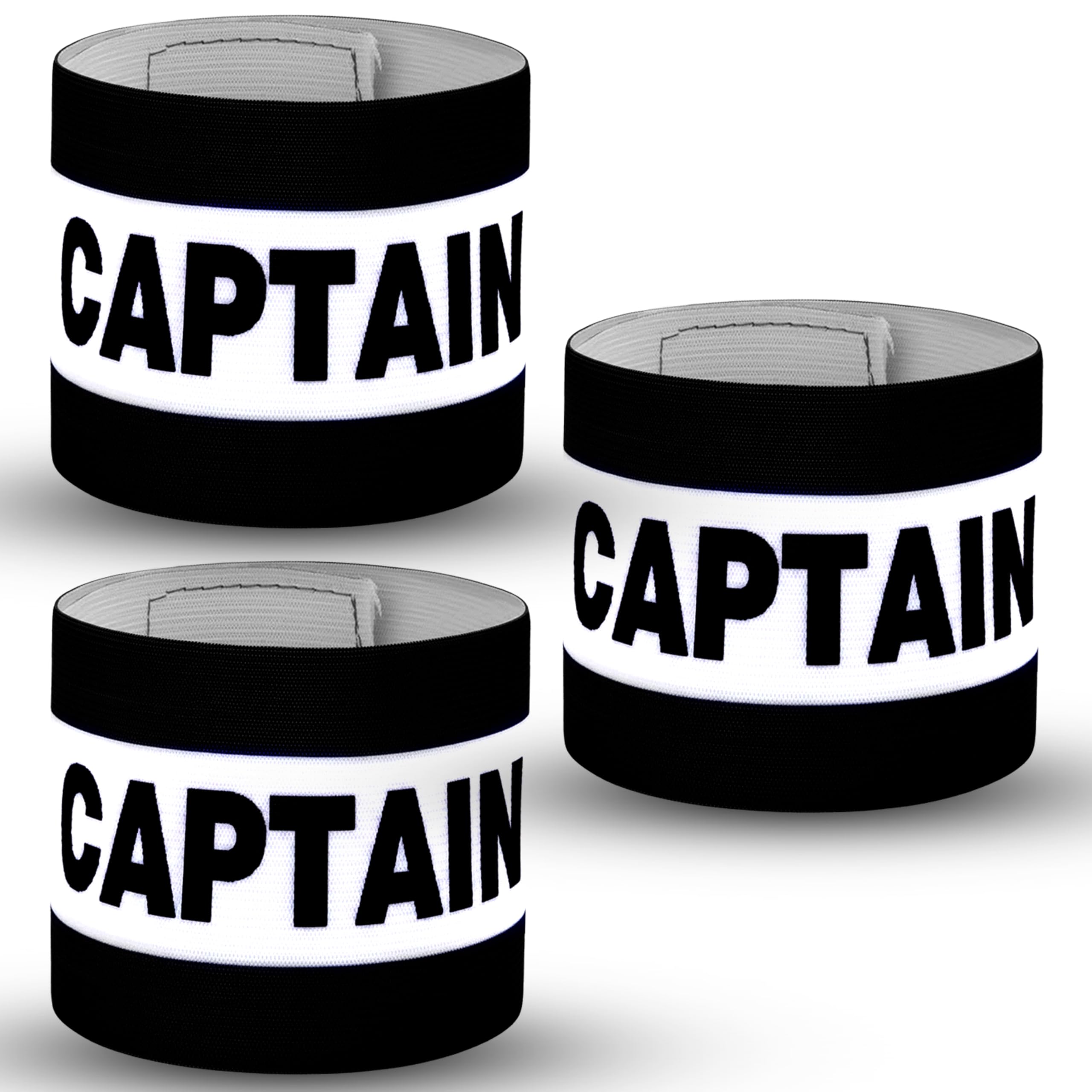 Mastery Captains Armband for Football Black 3 Pcs – Elastic Sports Arm Band for Youths, Comfortable & Adjustable Captain Bands for Soccer & Team Sports (Cap. Armband 2)