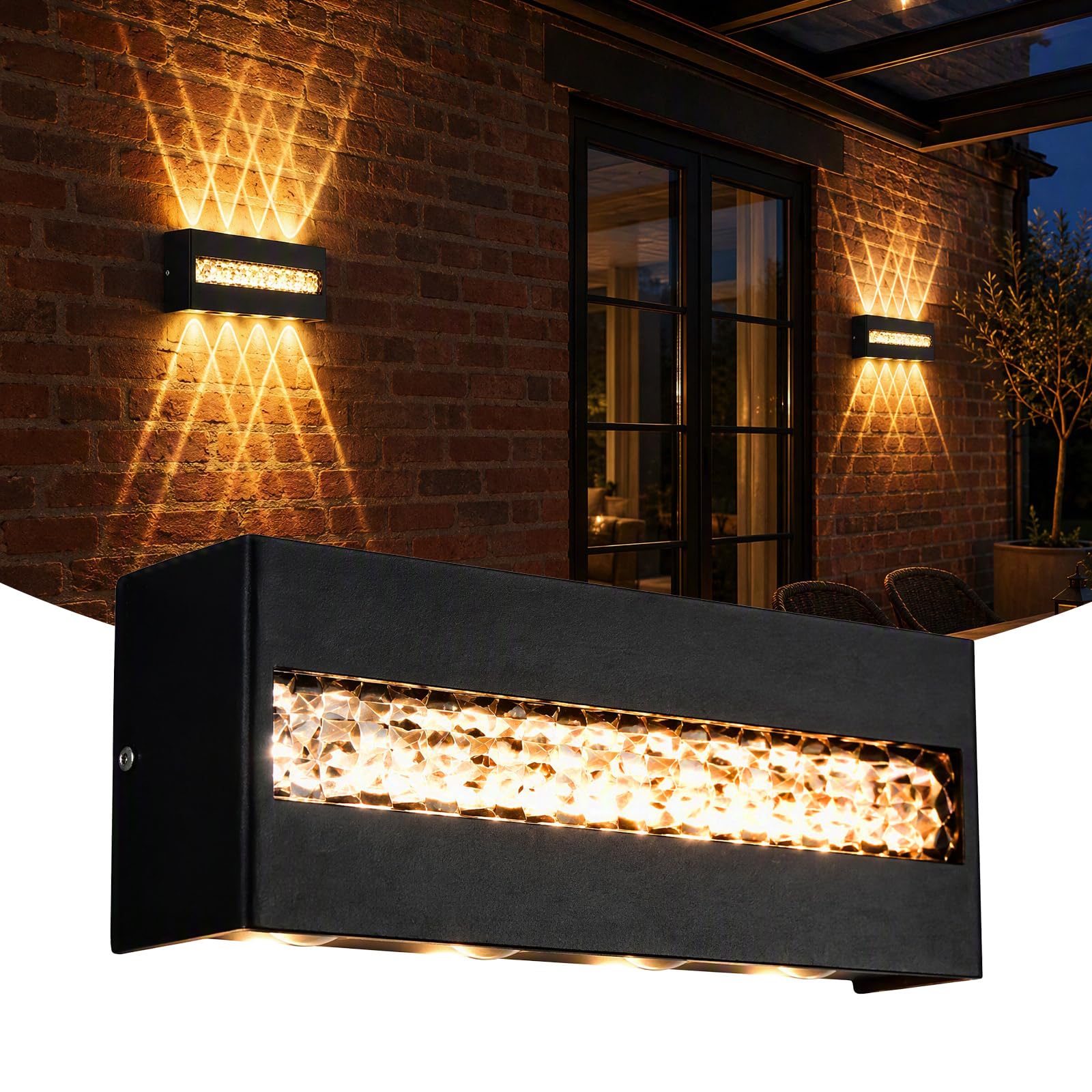 Outside Wall Lights - 3000K Warm White Lighting Wall Lamp(Water Cube)