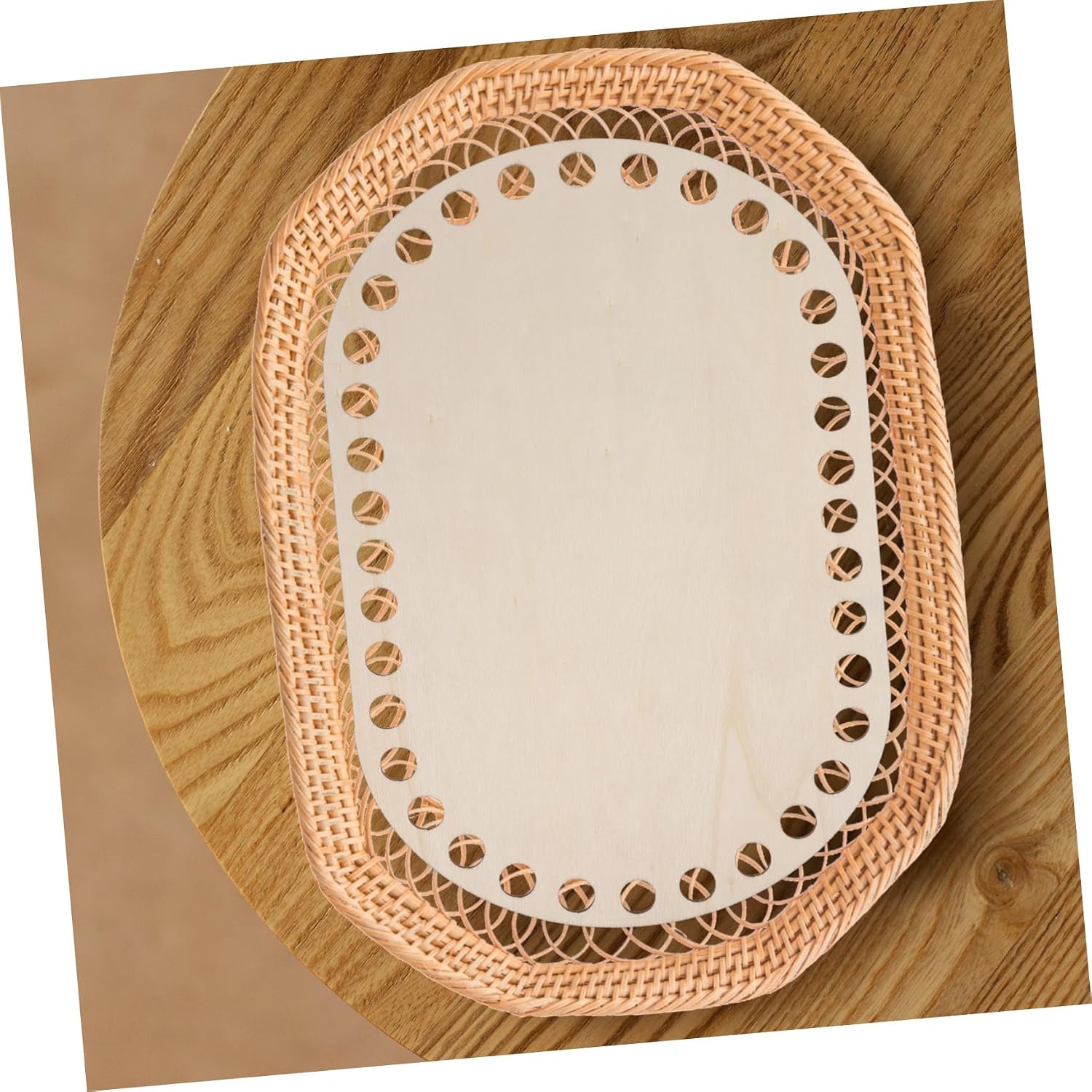 MINAOLULUS 4pcs Wooden Basket Bottoms for DIY Crocheting Base Crochet Basket Decor