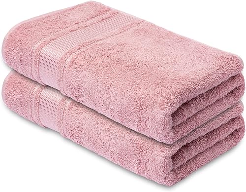 Miniatura 10 de Juego de 2 toallas de baño, toallas de baño 100% algodón turco para baño, absorbentes, de secado rápido, duraderas y suaves, 28 x 55 pulgadas,