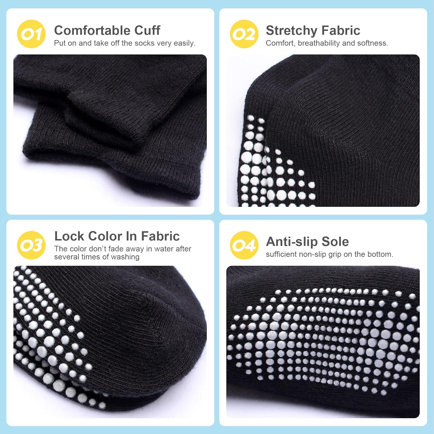 12 Pack Non Slip Kids Toddler Baby Socks with Grips 1-7 Years Boys Girls Cotton Ankle Socks Multi Colors - Image 6