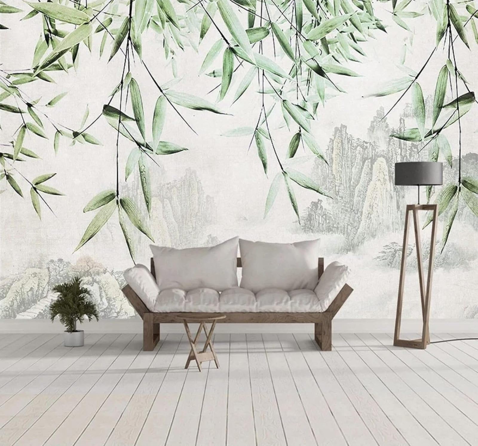 XLMING Minimalist Hand Drawn Ink Wash Bamboo Mountain Peaks 3D Wallpaper Premium Textured Silk Study Dining Living Room Bedroom Sofa TV Wall Easy Install-430cm×300cm
