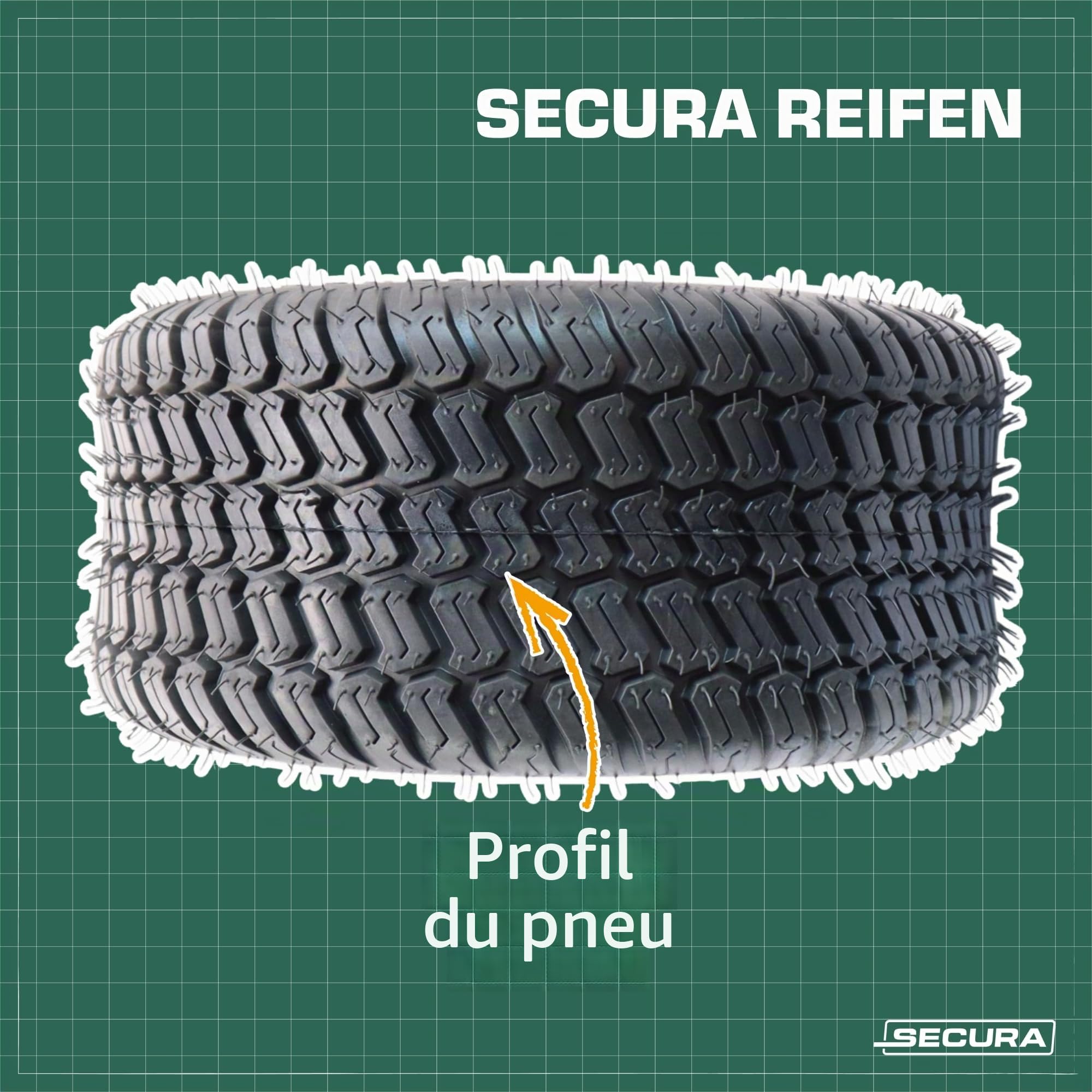 SECURA 2x Pneus 15x6.00-6 + 2x chambres à air (valve courbée)
